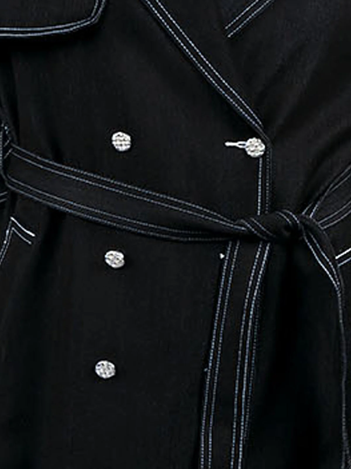 Odette Black Soft Denim Solid Overcoat For Women - Image 5