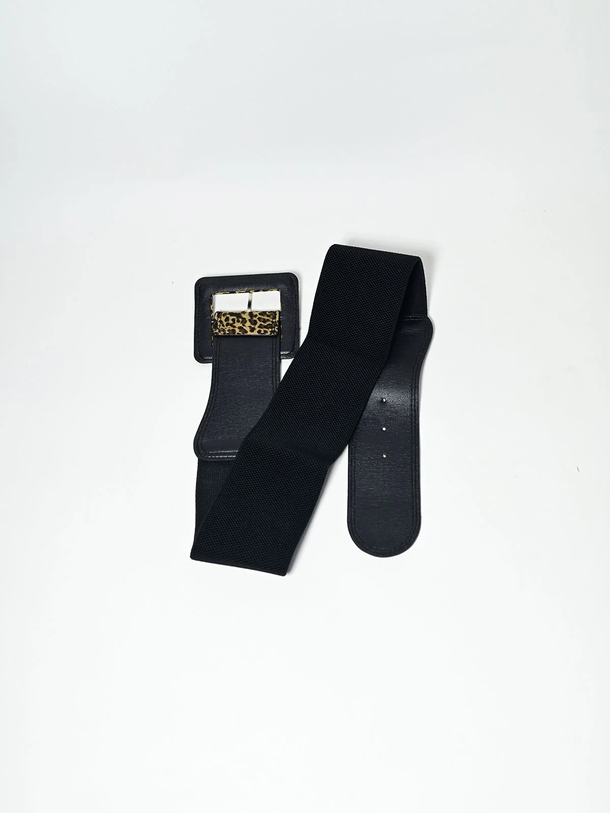 Odette Black Suede And Elastic Solid Belt For Women - Image 4