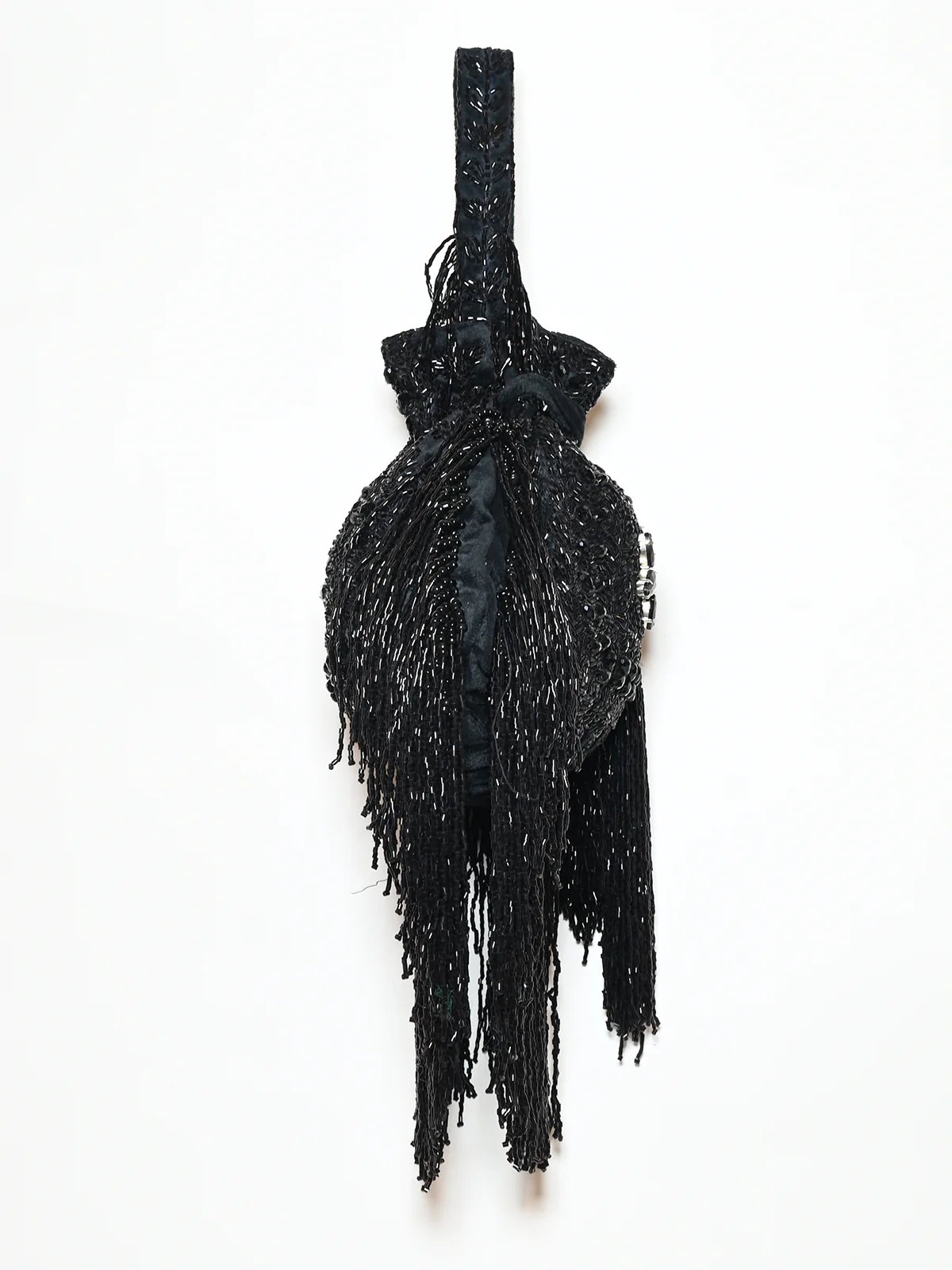 Odette Black Suede Cutdana Embellished Potli For Women - Image 3