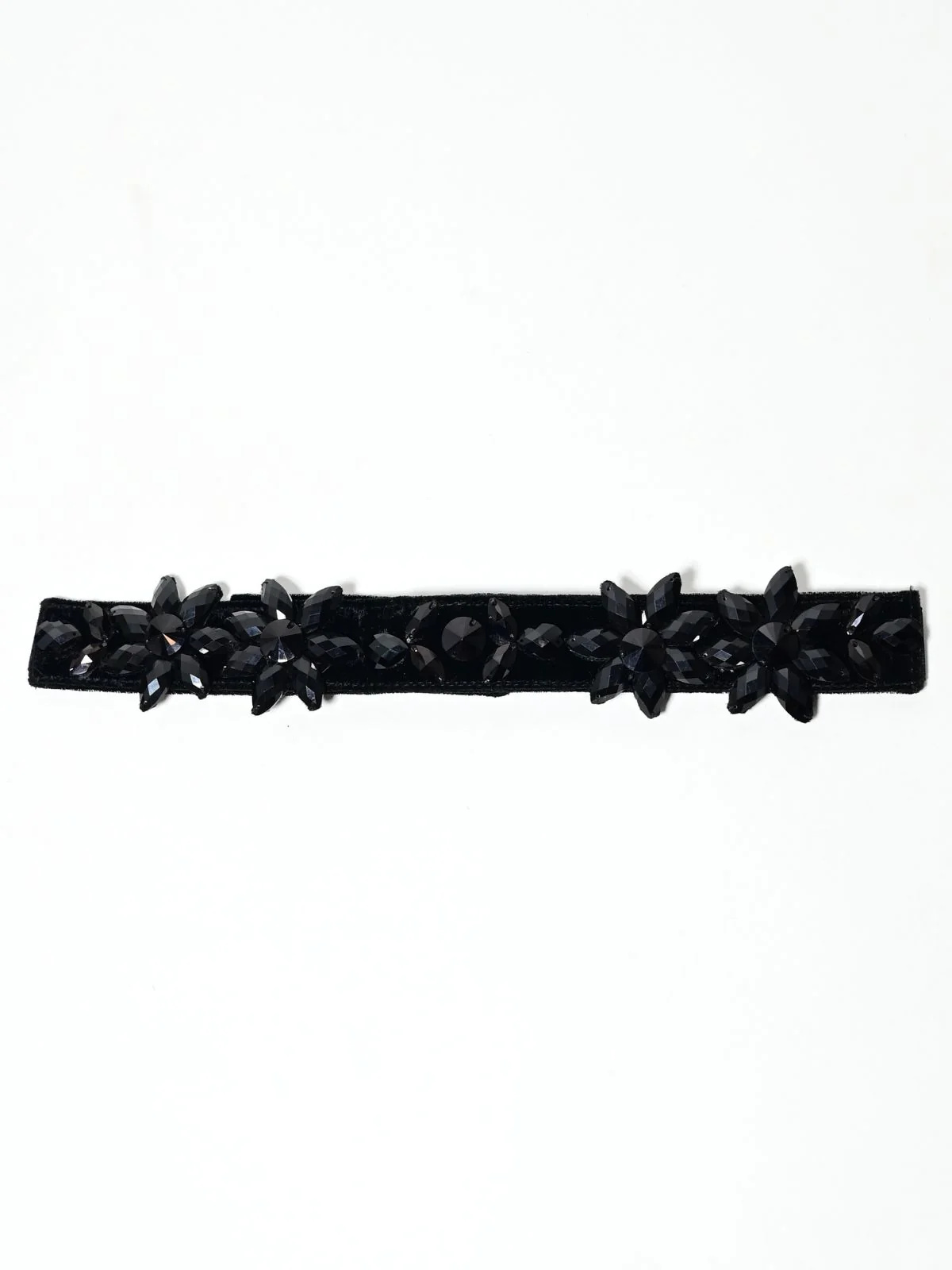 Odette Black Suede Embellished Belt For Women - Image 2