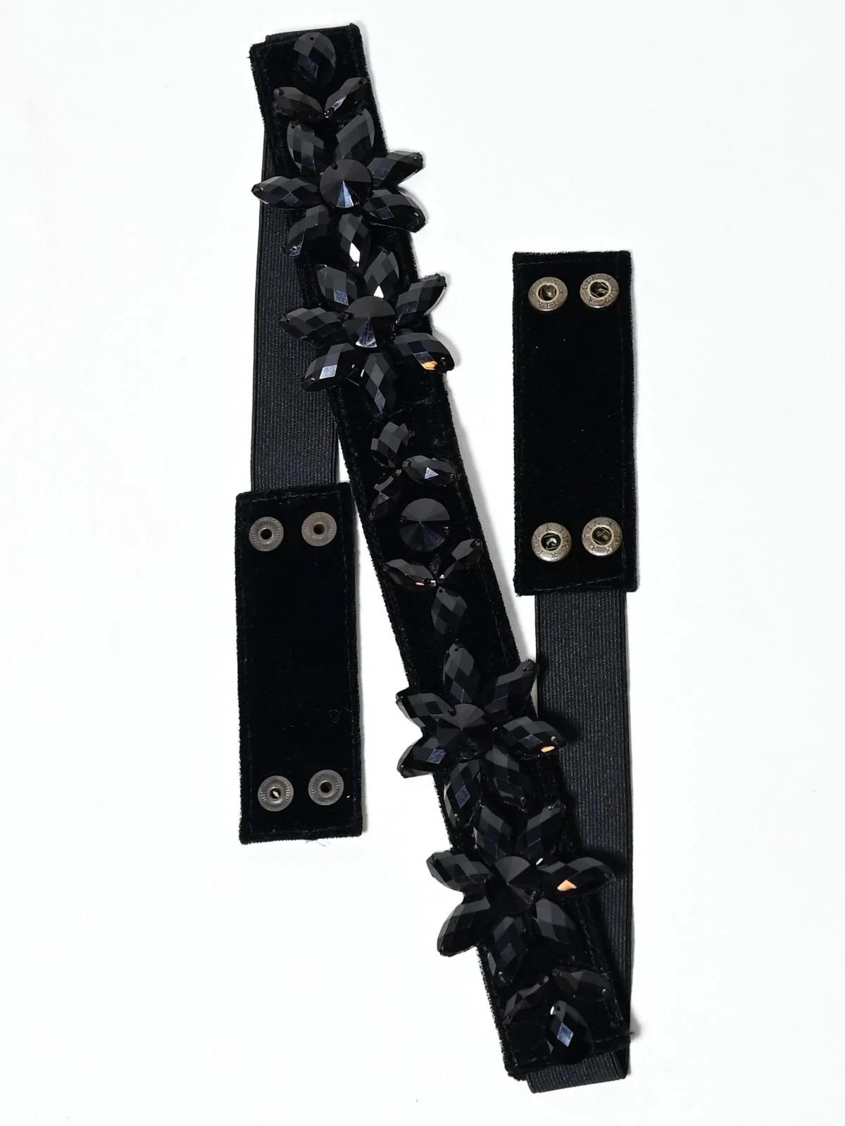 Odette Black Suede Embellished Belt For Women - Image 5