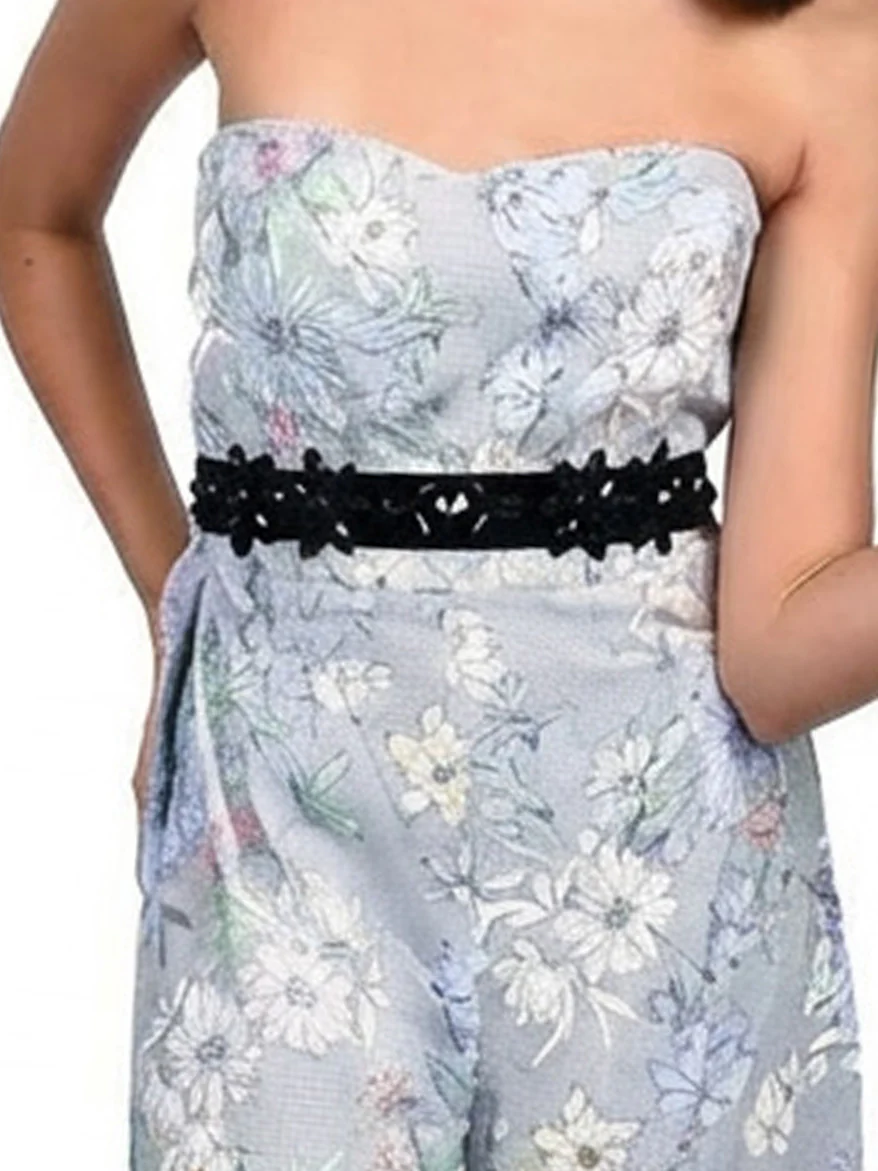 Odette Black Suede Embellished Belt For Women - Image 6