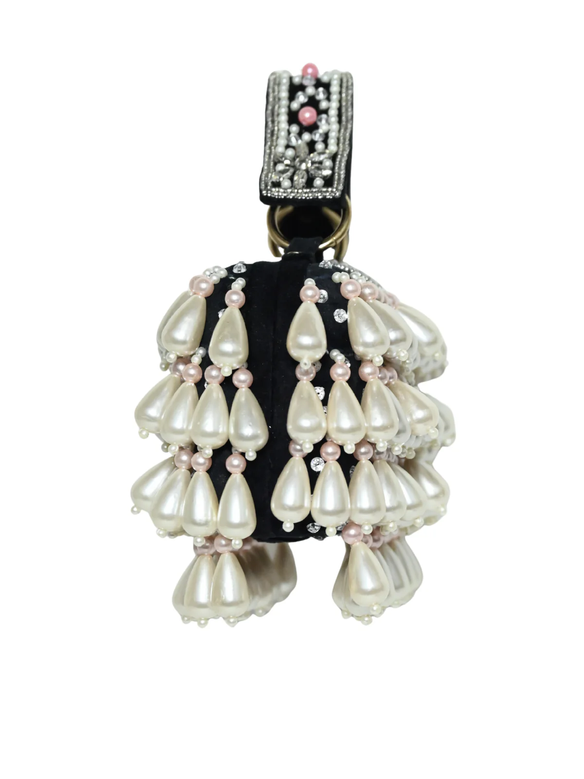 Odette Black Suede Embellished Clutch For Women - Image 4