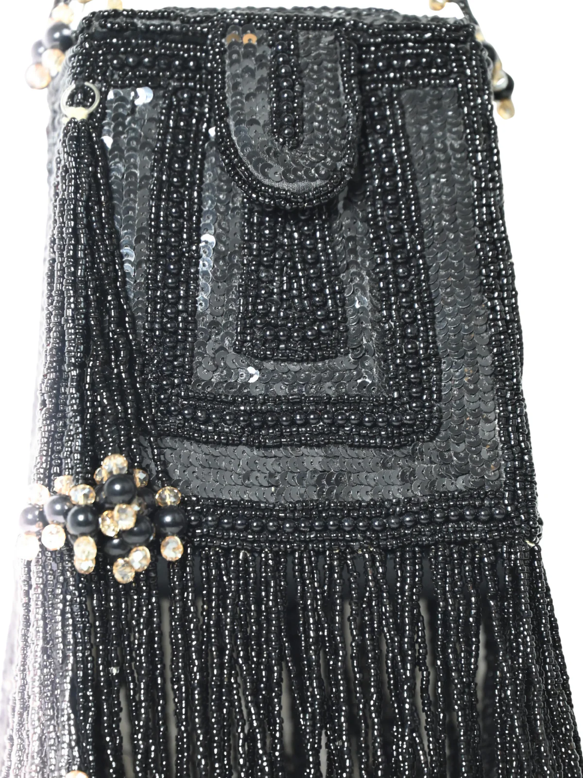 Odette Black Suede Embellished Clutch For Women - Image 7