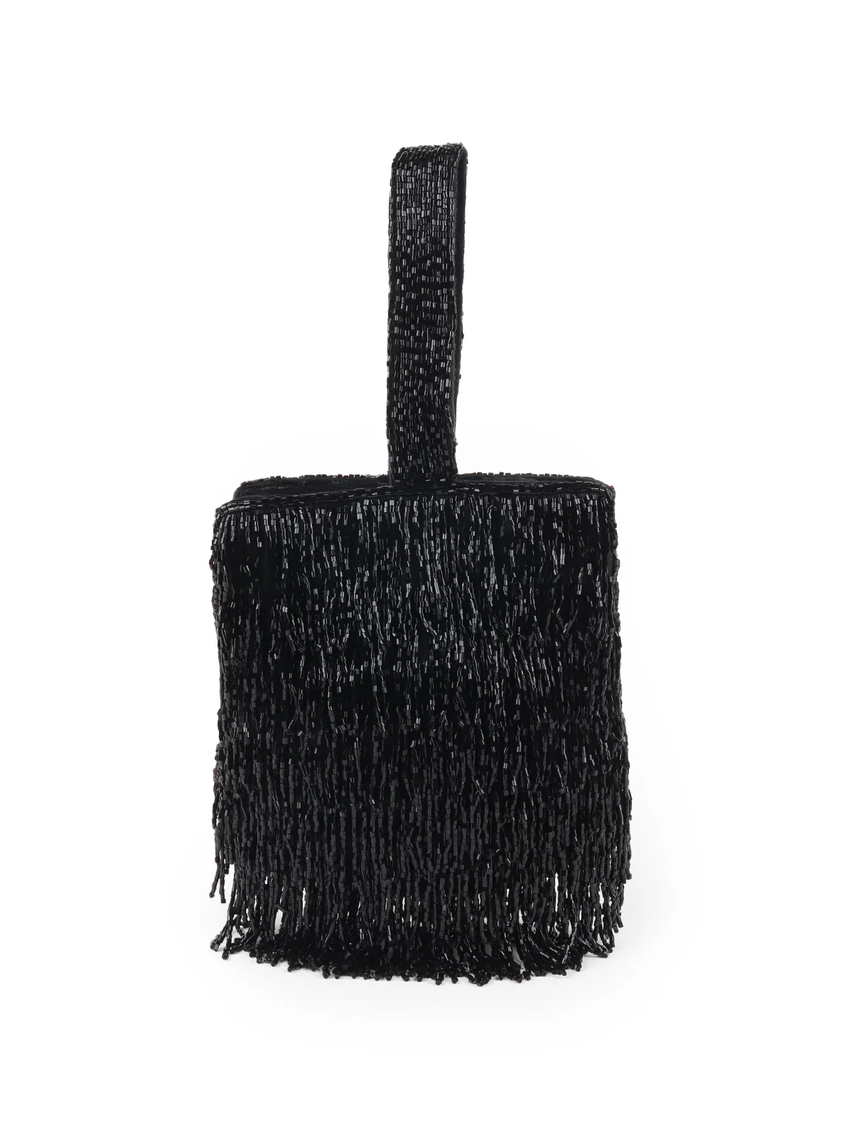 Odette Black Tassels Embellished Clutch Bag For Women - Image 3