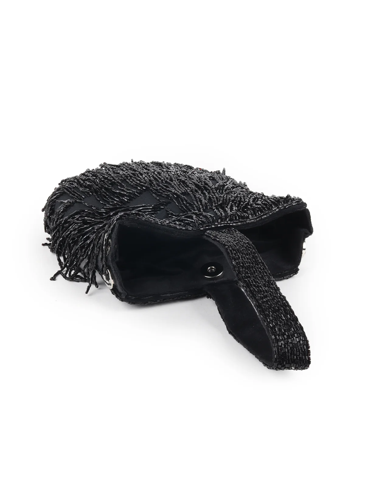Odette Black Tassels Embellished Clutch Bag For Women - Image 5
