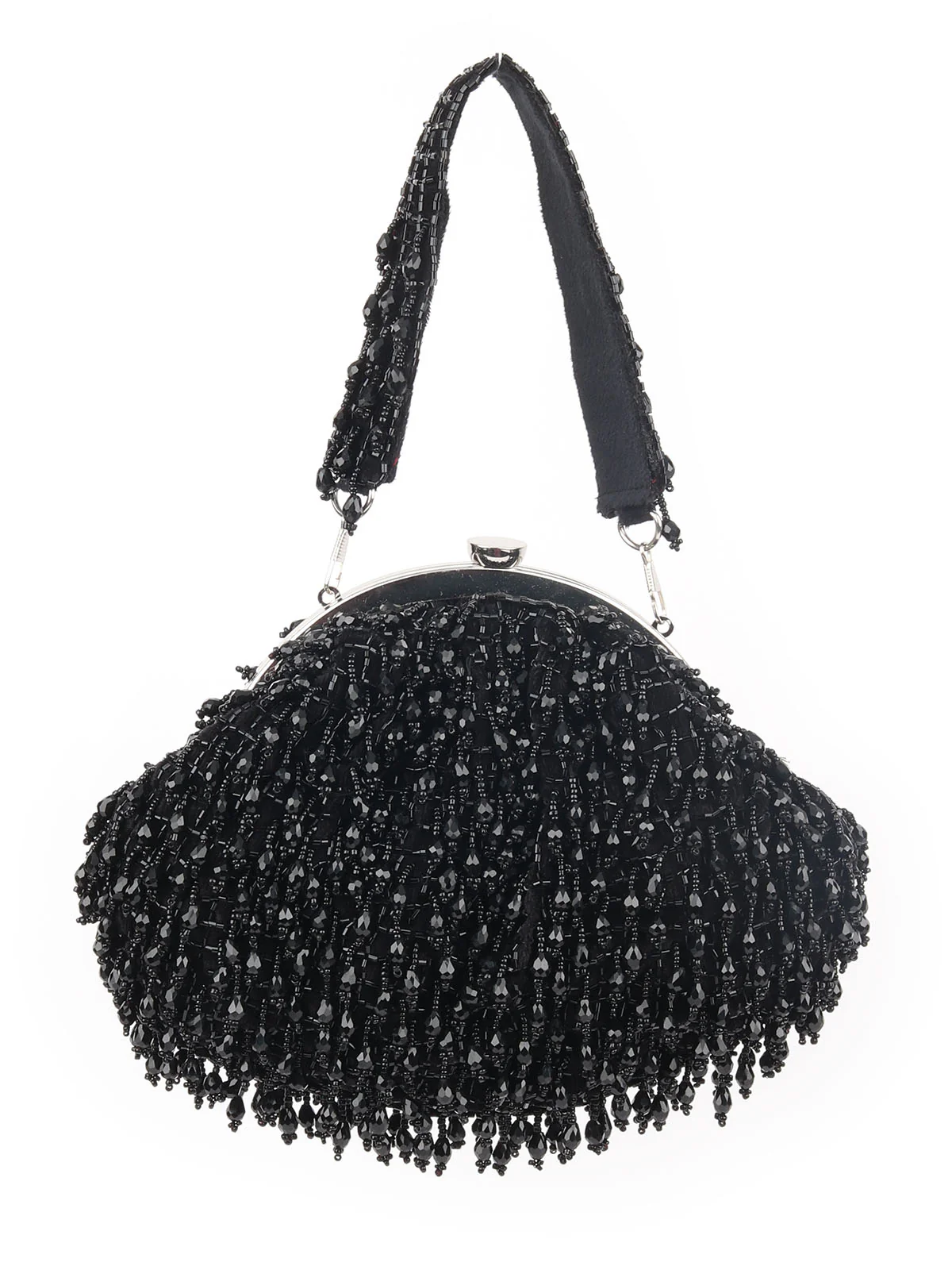 Odette Black Velvet Encompassing With Bead And Cutdana Hand Bag For Women - Image 5