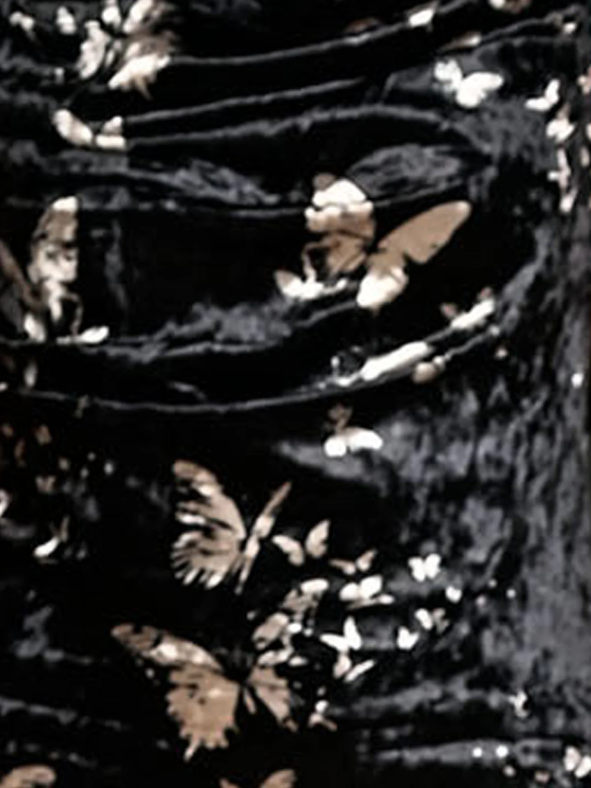 Odette Black Velvet Printed Dress For Women - Image 5