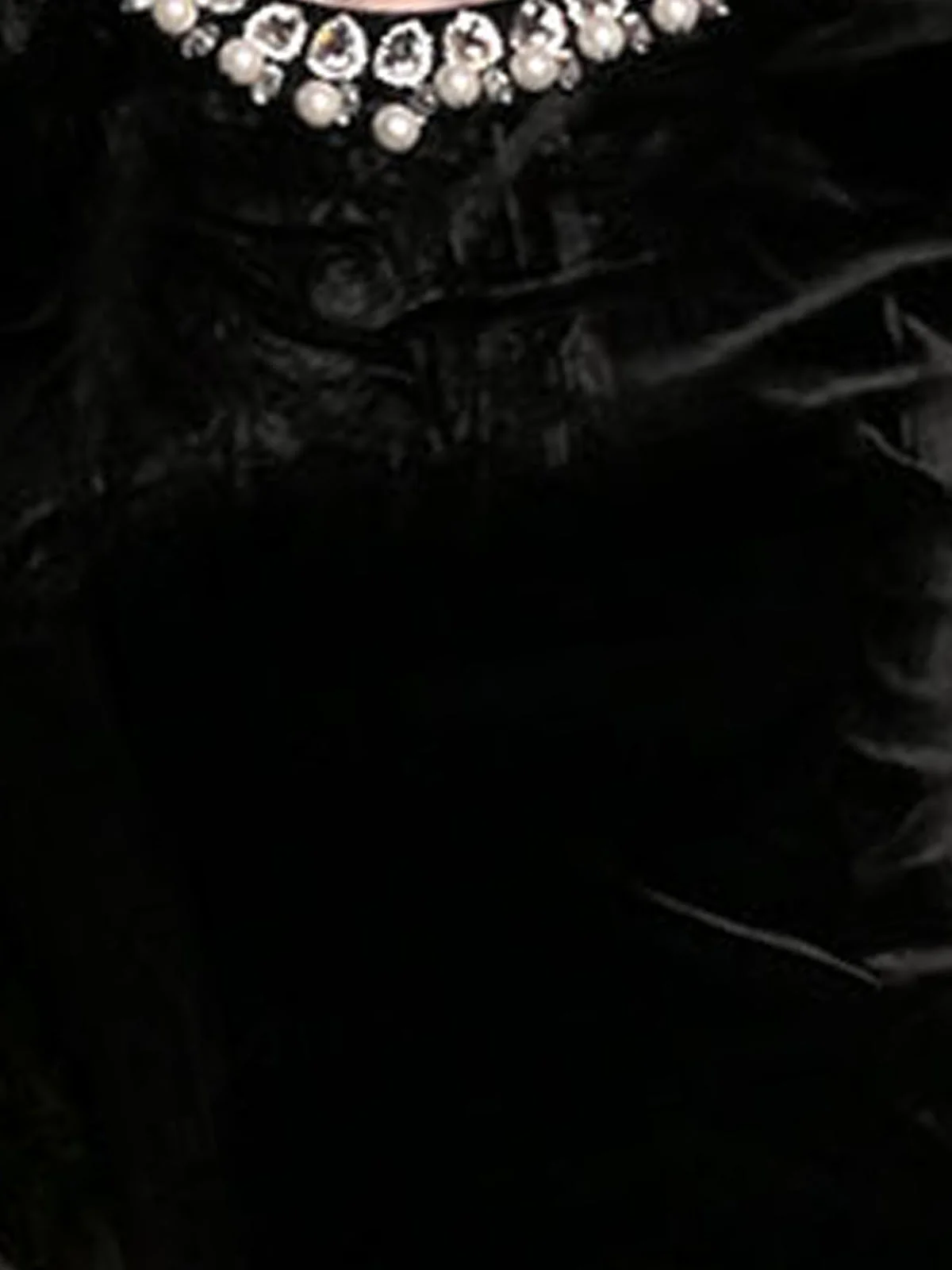 Odette Black Velvet Solid Dress For Women - Image 5