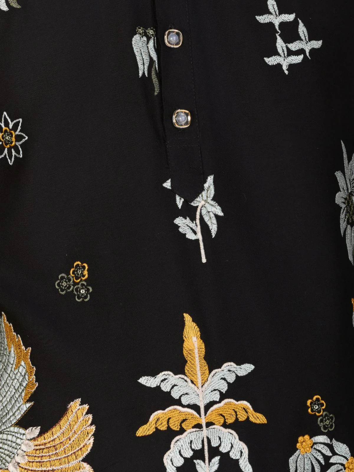 Odette Black Viscose Rayon Stitched Kurta For Men - Image 7