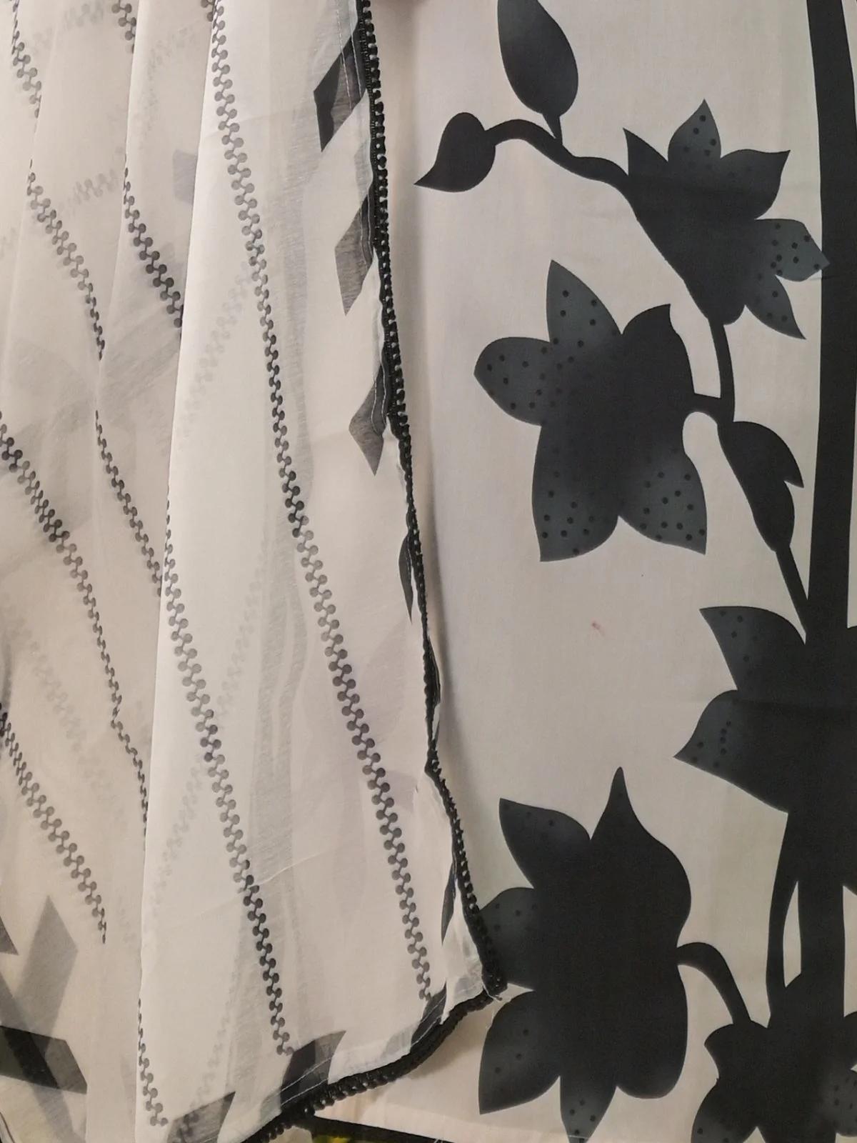 Odette Black & White Cotton Blend Printed Stitched Kurta Set For Women - Image 5