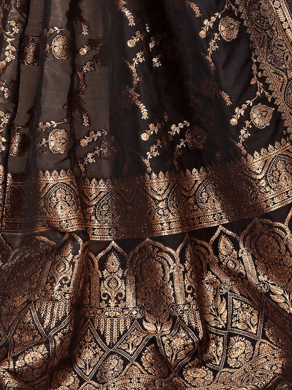 Odette Black Woven Banarasi Silk Saree With Unstitched Blouse For Women - Image 6