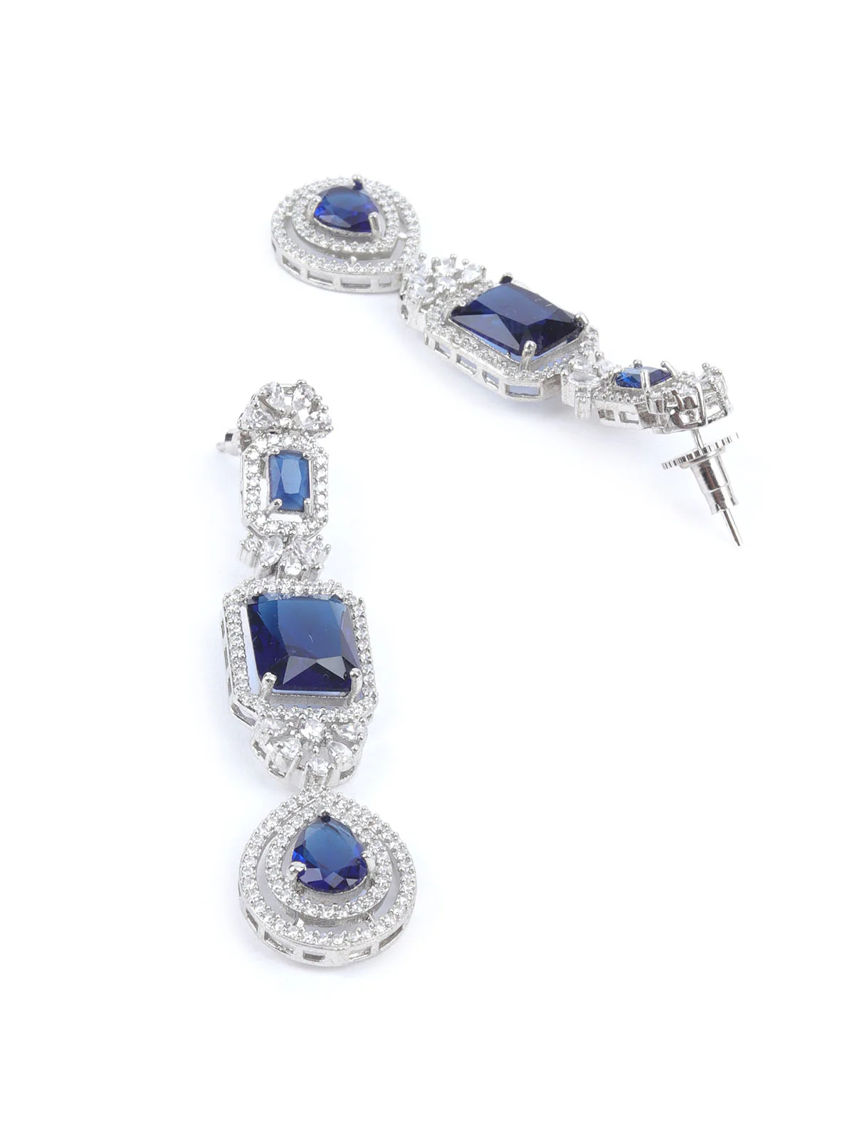 Odette Blue Alloy Embellished Jewellery Set For Women - Image 3