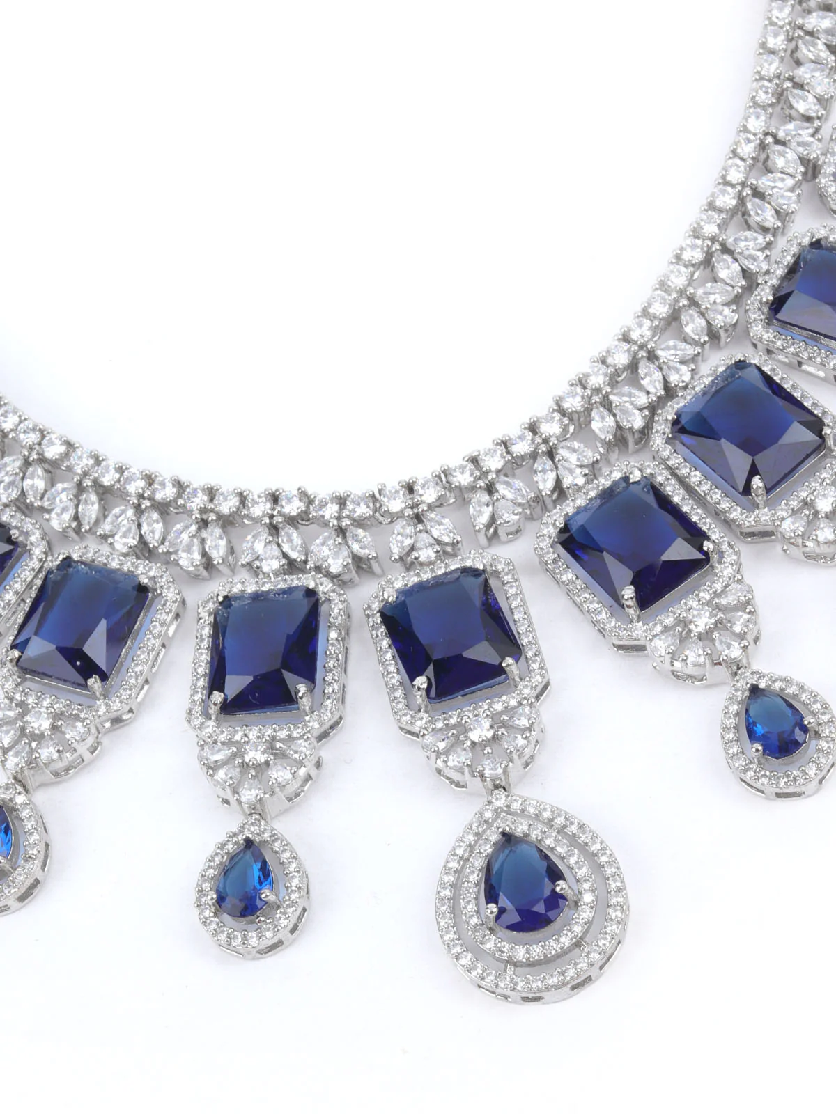 Odette Blue Alloy Embellished Jewellery Set For Women - Image 4