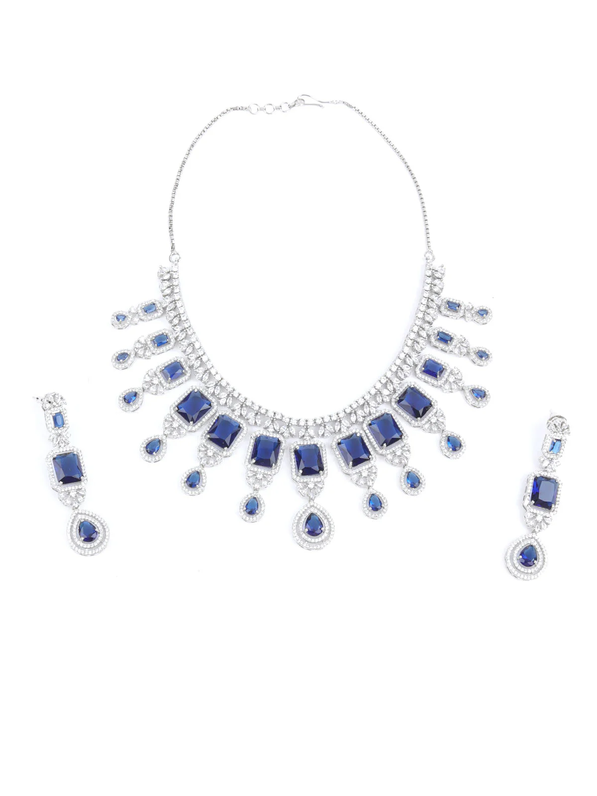 Odette Blue Alloy Embellished Jewellery Set For Women - Image 5