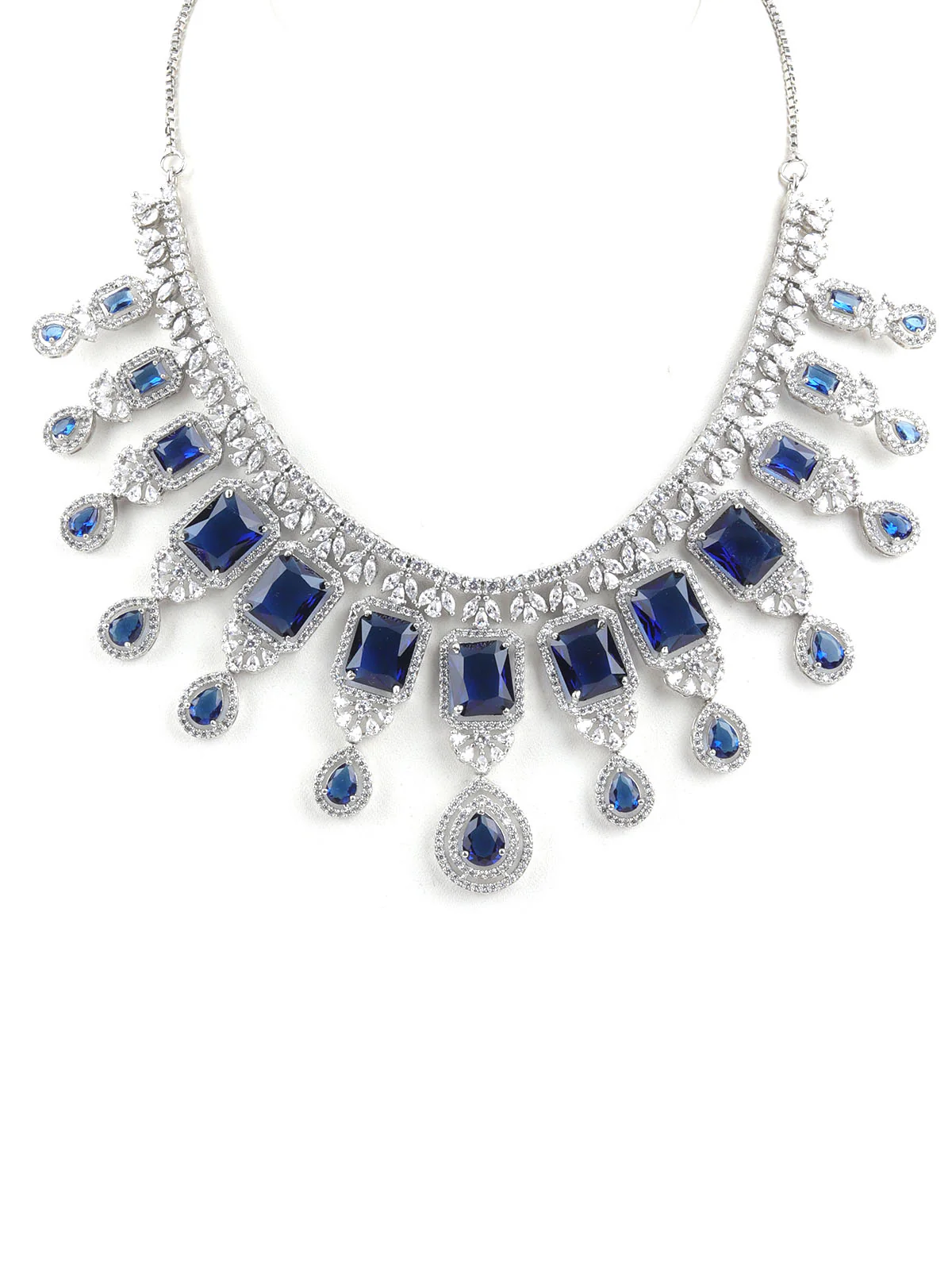Odette Blue Alloy Embellished Jewellery Set For Women - Image 6