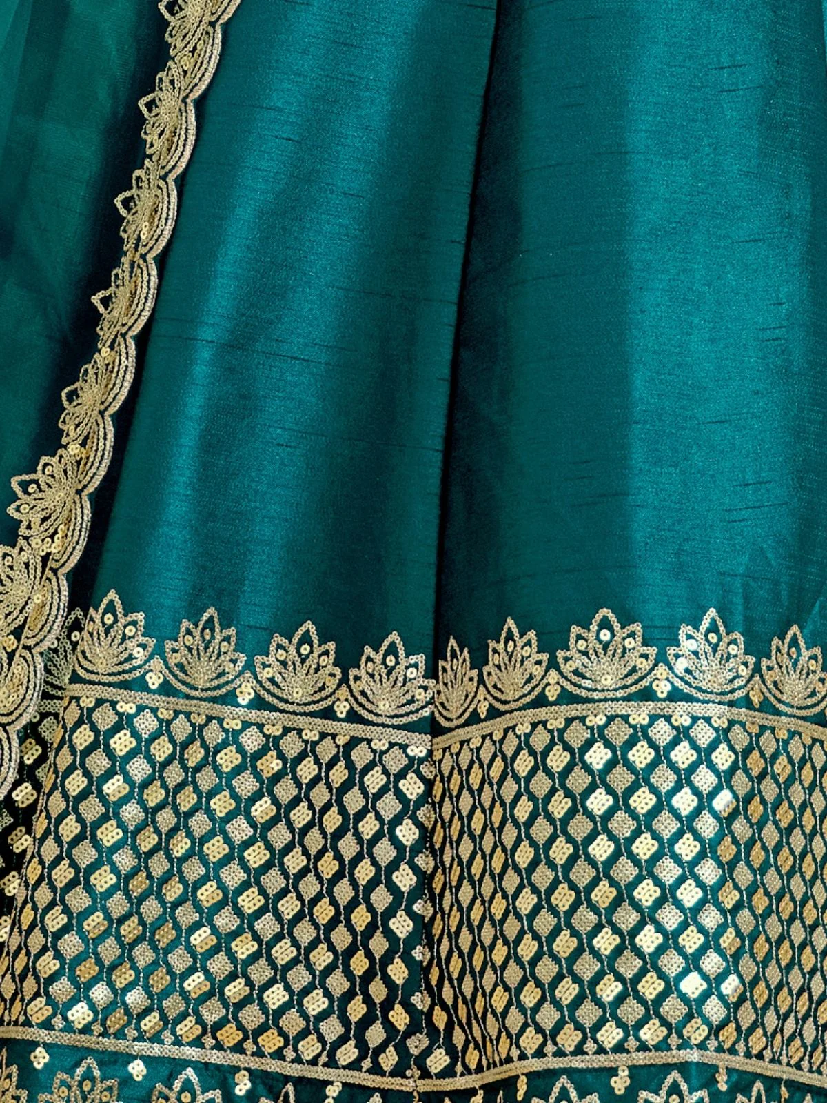 Odette Blue Art Silk Embellished Semi-Stitched lehenga For Women - Image 5