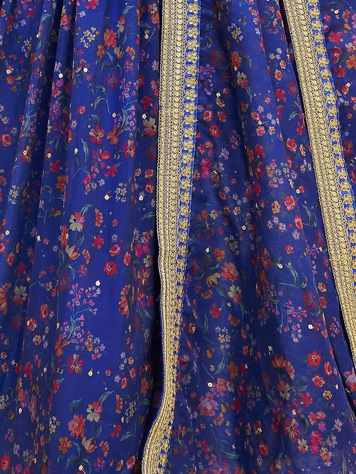 Odette Blue Art Silk Embroidered Semi Stitched Lehenga With Blouse For Women - Image 5