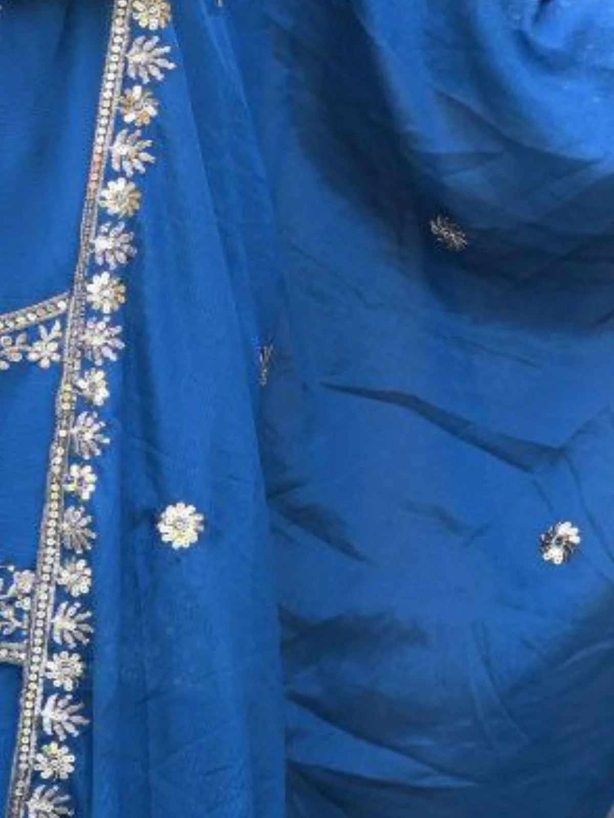 Odette Blue ChinonÂ Embroidered Stitched Kurta Set For Women - Image 6