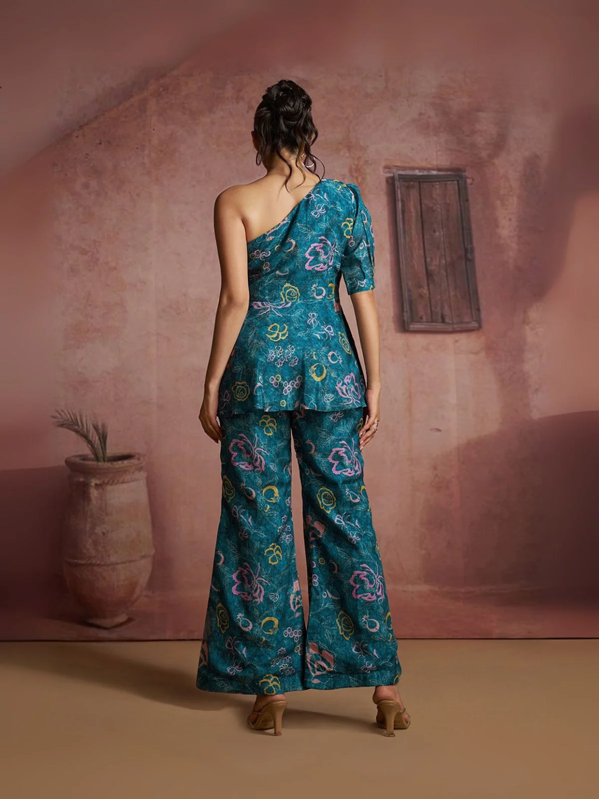Odette Blue Cotton Blend Printed Co-ord Set For Women - Image 2