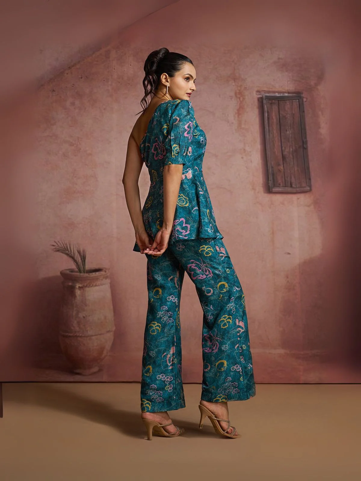Odette Blue Cotton Blend Printed Co-ord Set For Women - Image 5