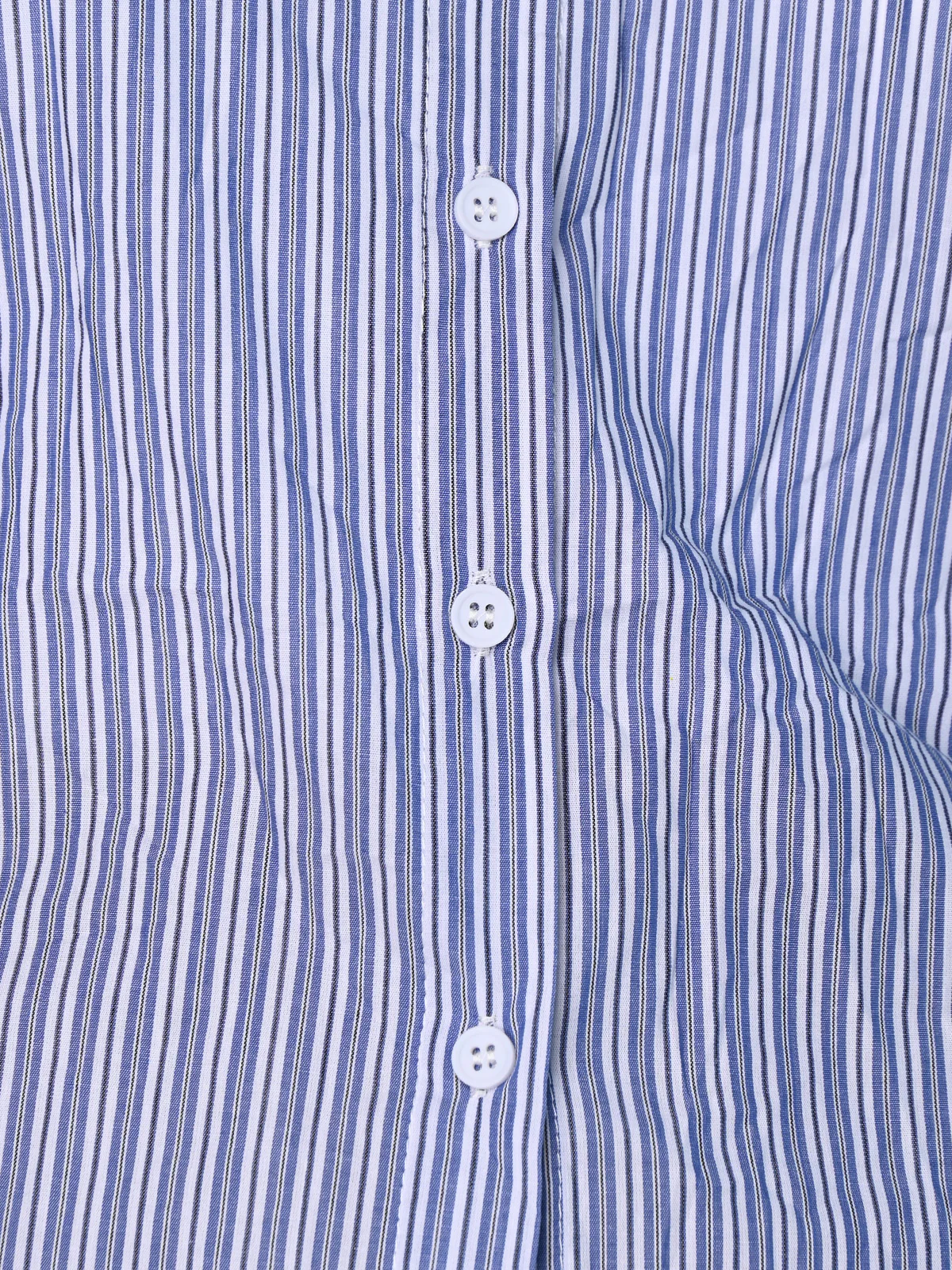 Odette Blue Cotton Blend Stripes Shirt For Women - Image 4