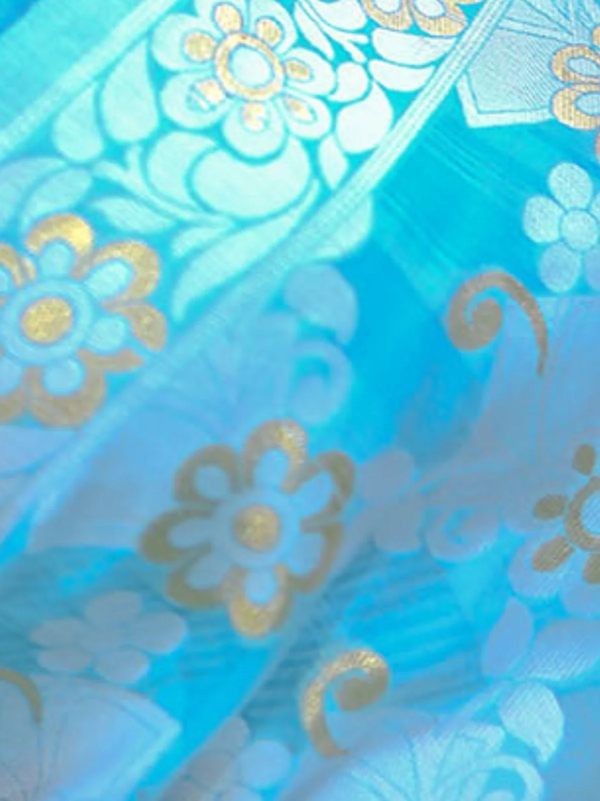 Odette Blue Cotton Blend Woven Saree With Unstitched Blouse For Women - Image 4
