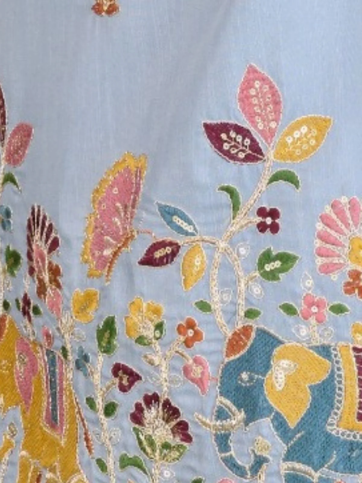 Odette Blue Cotton Embroidered Stitched Kurta For Men - Image 4