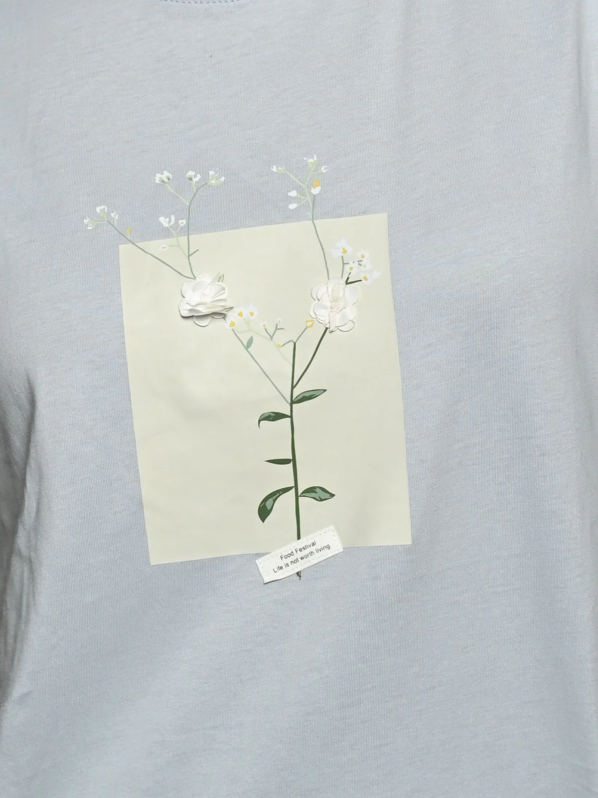 Odette Blue Cotton Jersey Embellished Top For Women - Image 7