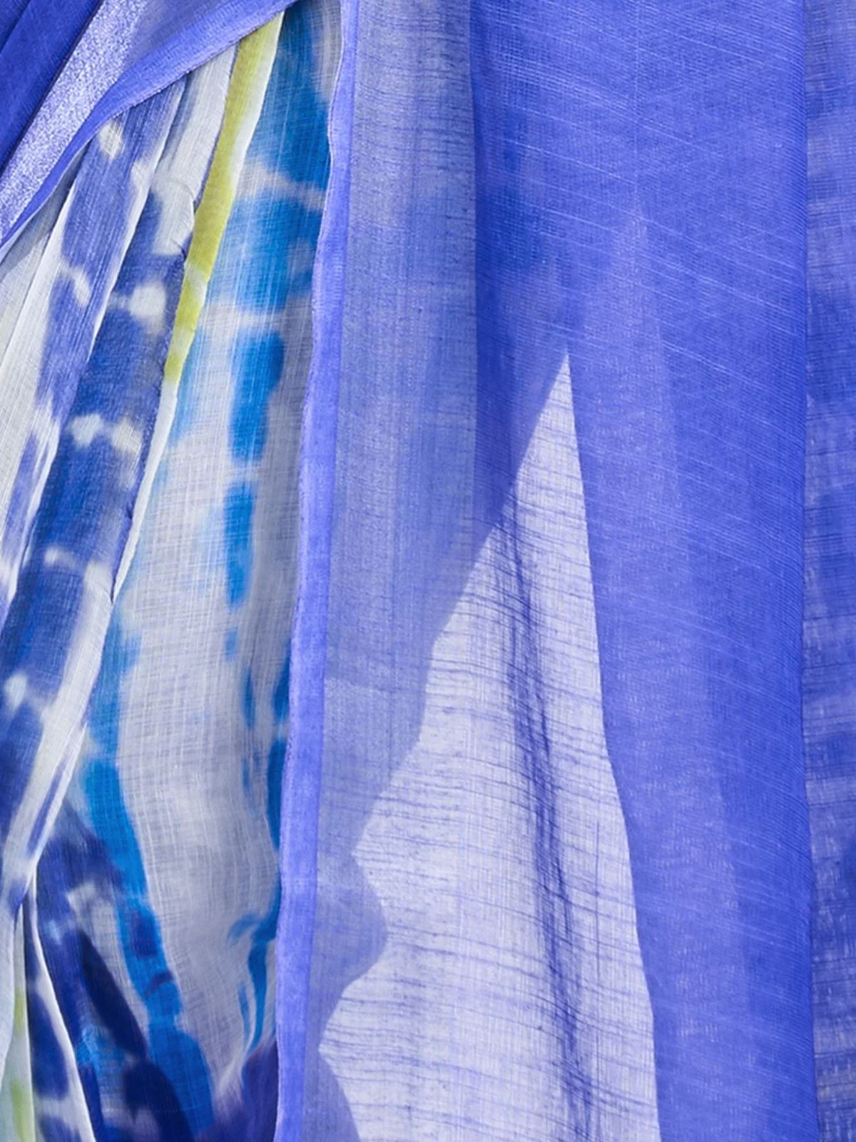 Odette Blue Cotton Linen Zari Work Saree For Women - Image 6