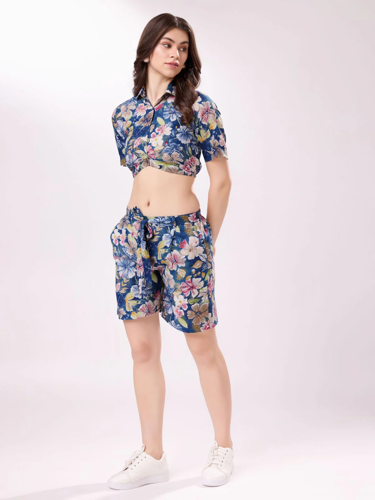 Odette Blue Cotton Printed Stitched Co-ord Set For Women - Image 3