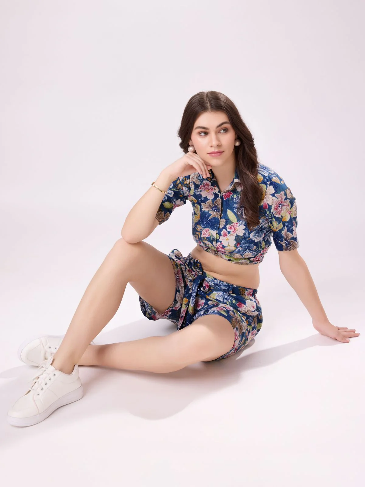 Odette Blue Cotton Printed Stitched Co-ord Set For Women - Image 5