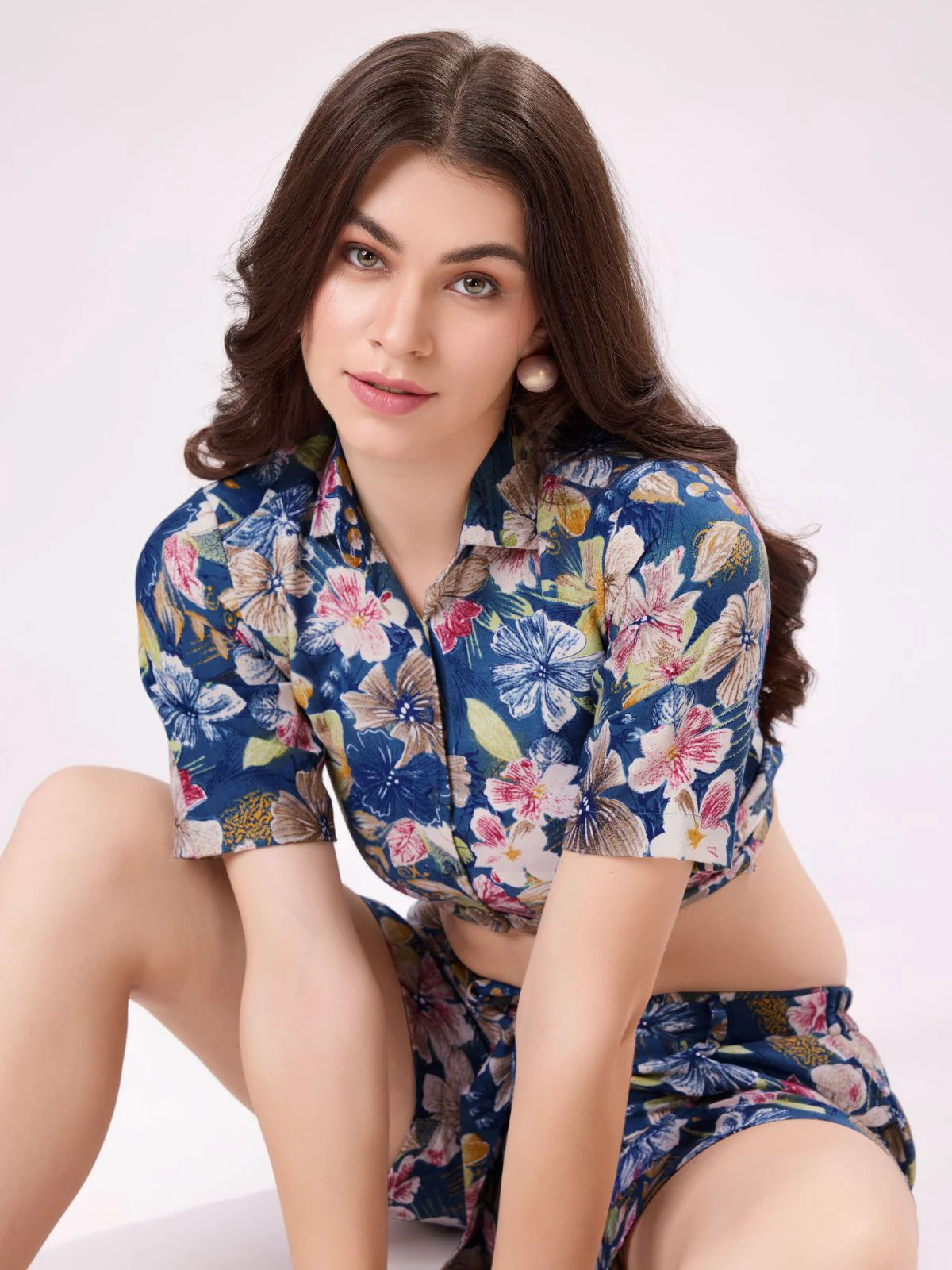 Odette Blue Cotton Printed Stitched Co-ord Set For Women - Image 6