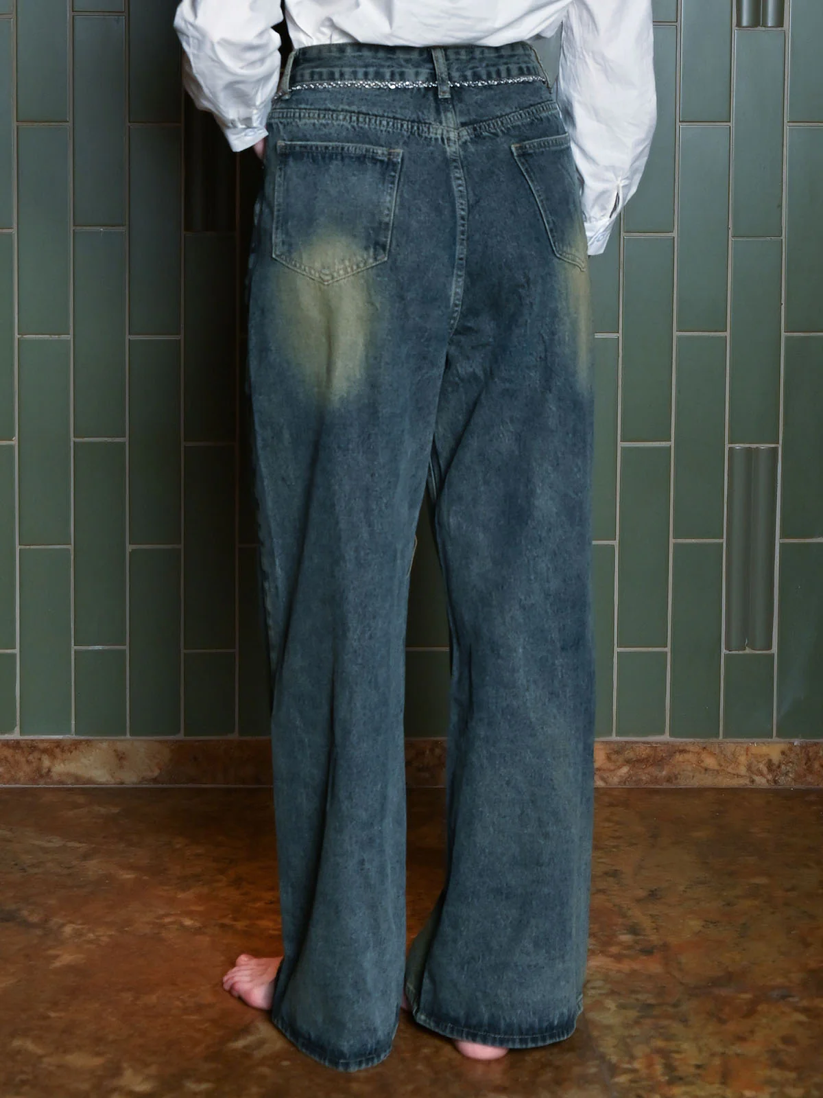 Odette Blue Denim Ombre Denim Jeans For Women - Image 3