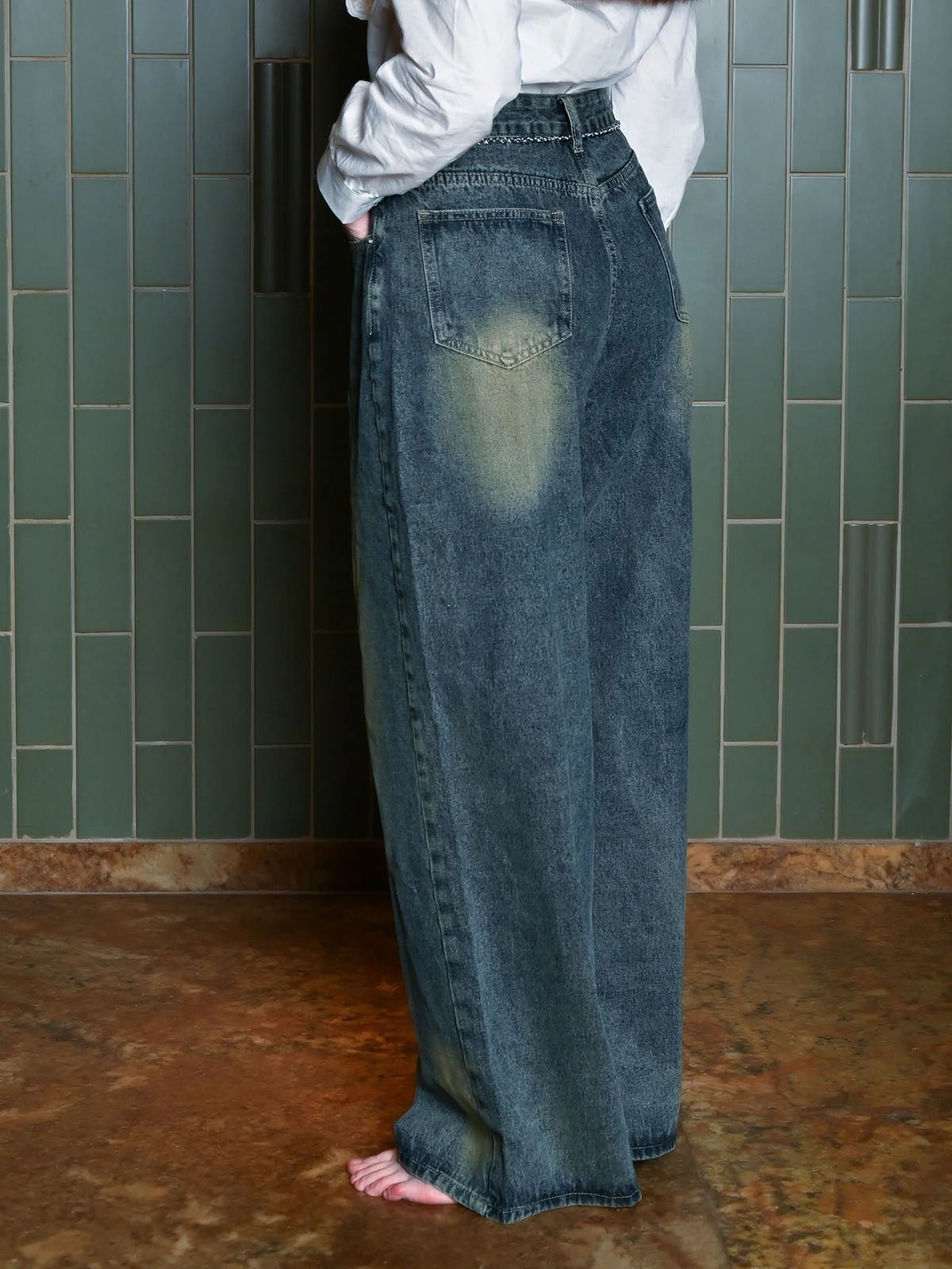 Odette Blue Denim Ombre Denim Jeans For Women - Image 4