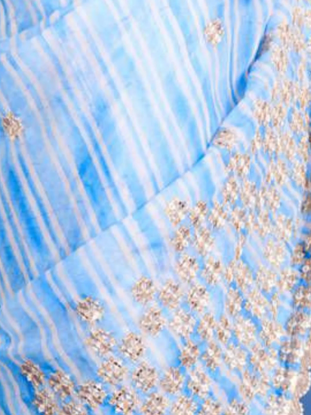 Odette Blue Emdroidered Georgette Saree with Unstitched Blouse for Women - Image 4