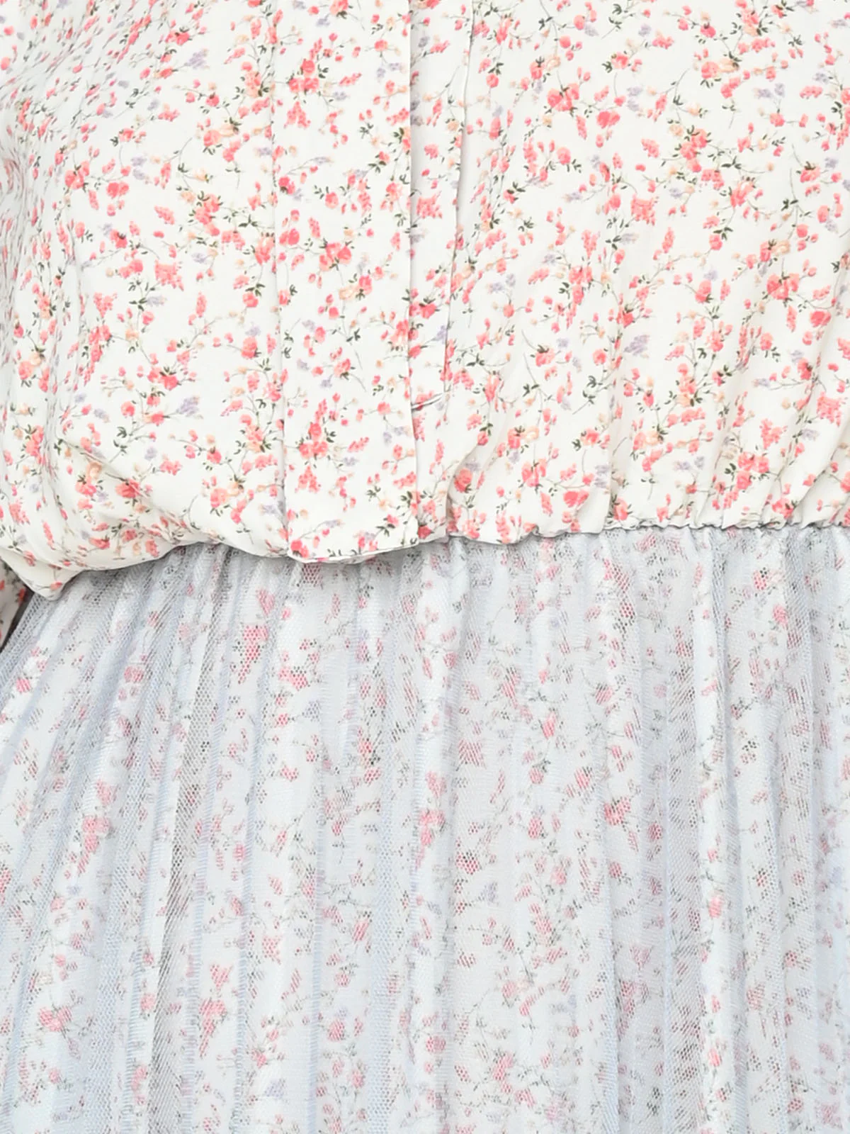 Odette Blue Georgette And Net Printed Dress For Women - Image 5