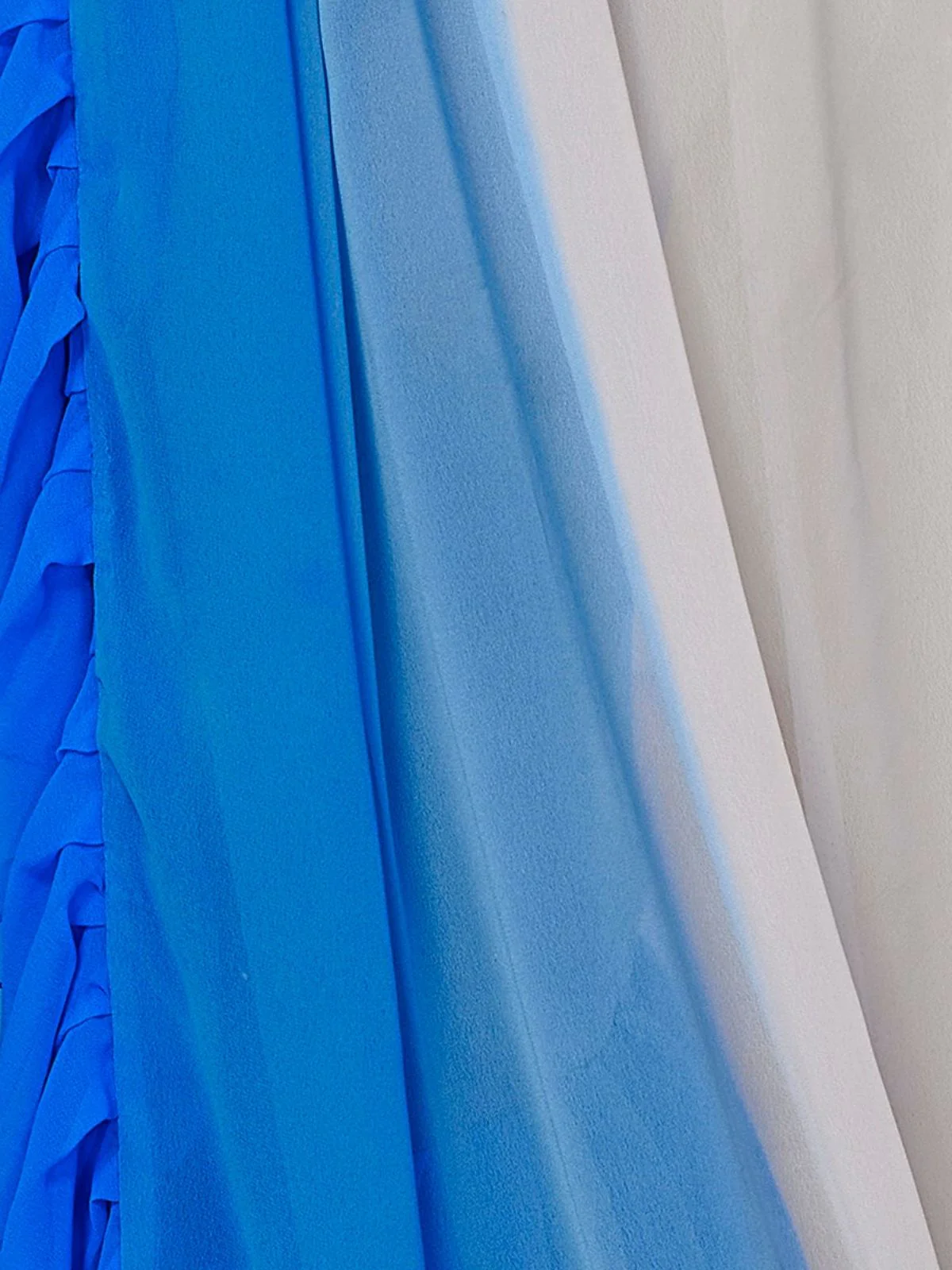 Odette Blue Georgette Embellished And Ruffle Saree For Women - Image 5