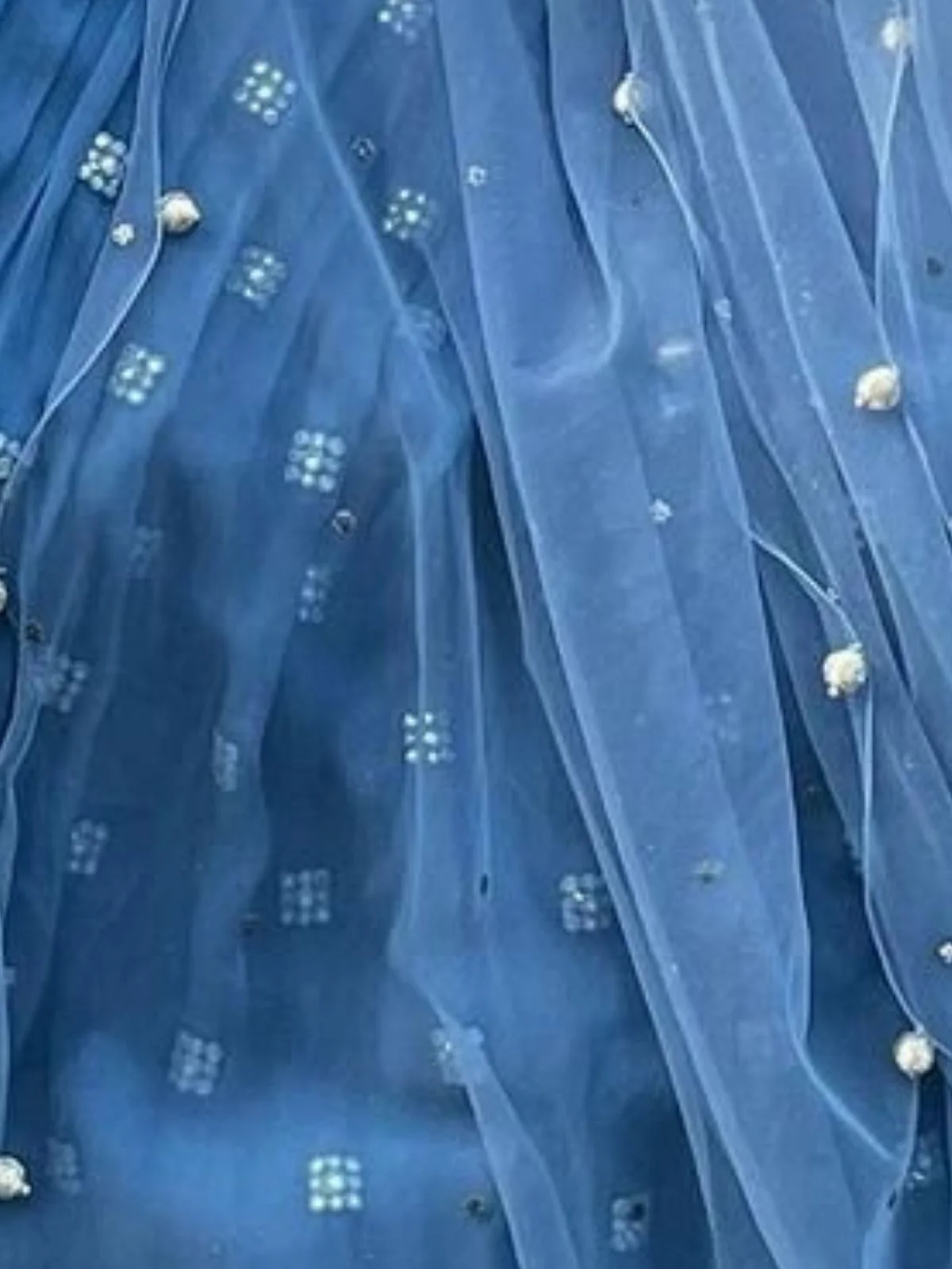 Odette Blue Georgette Embellished Semi-Stitched Lehenga For Women - Image 4