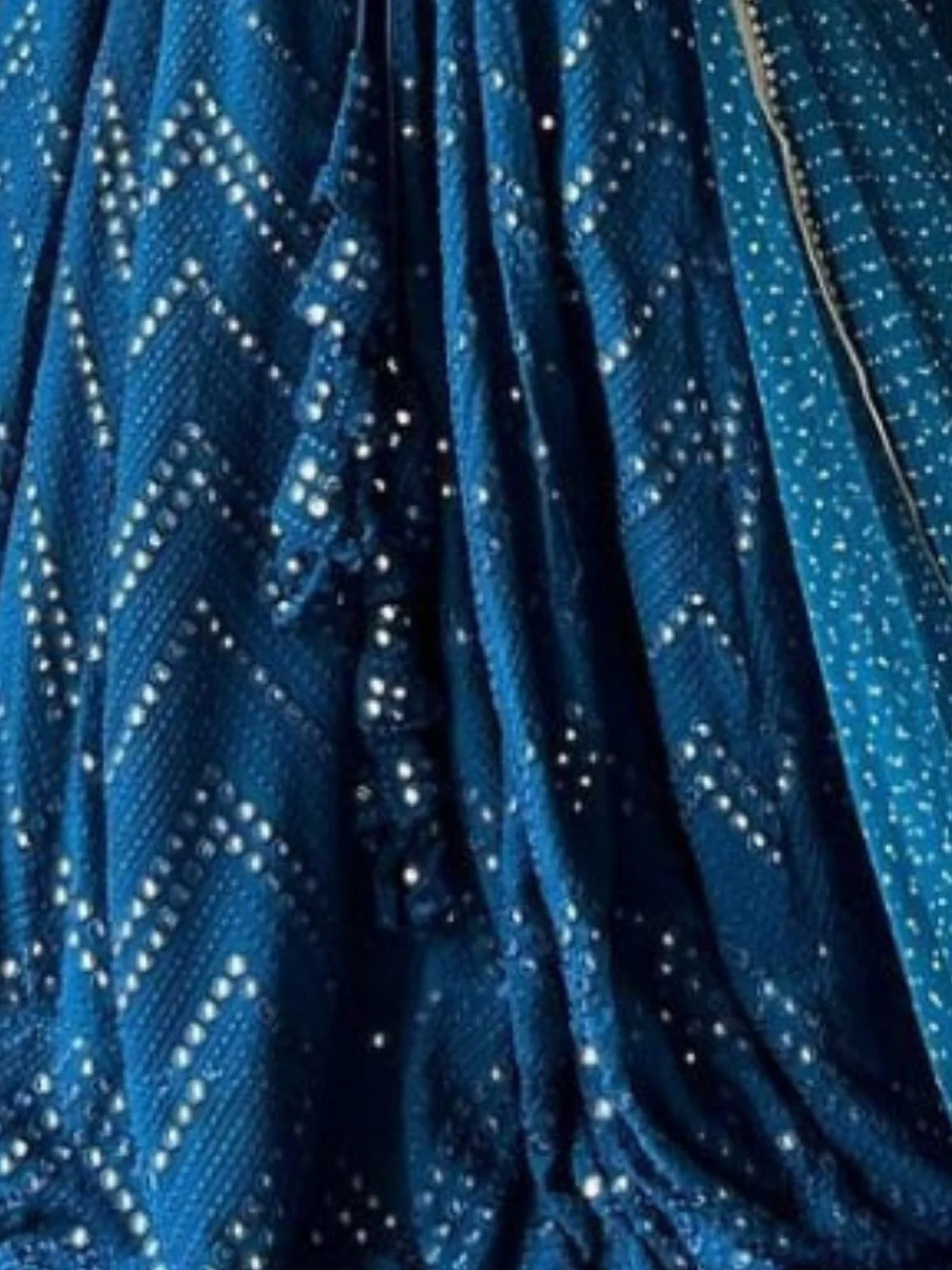 Odette Teal Blue Georgette Embellished Semi-Stitched Lehenga For Women - Image 4