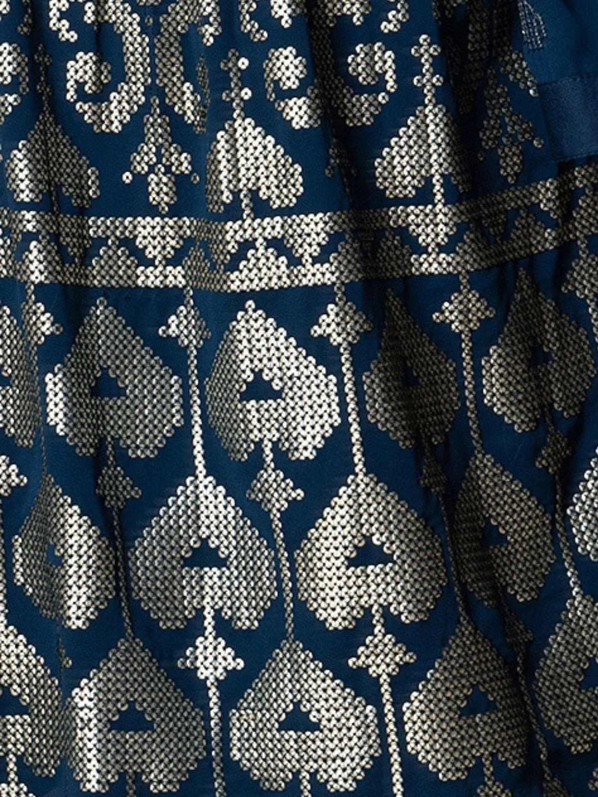 Odette Blue Georgette Embellished Semi-Stitched Lehenga For Women - Image 4