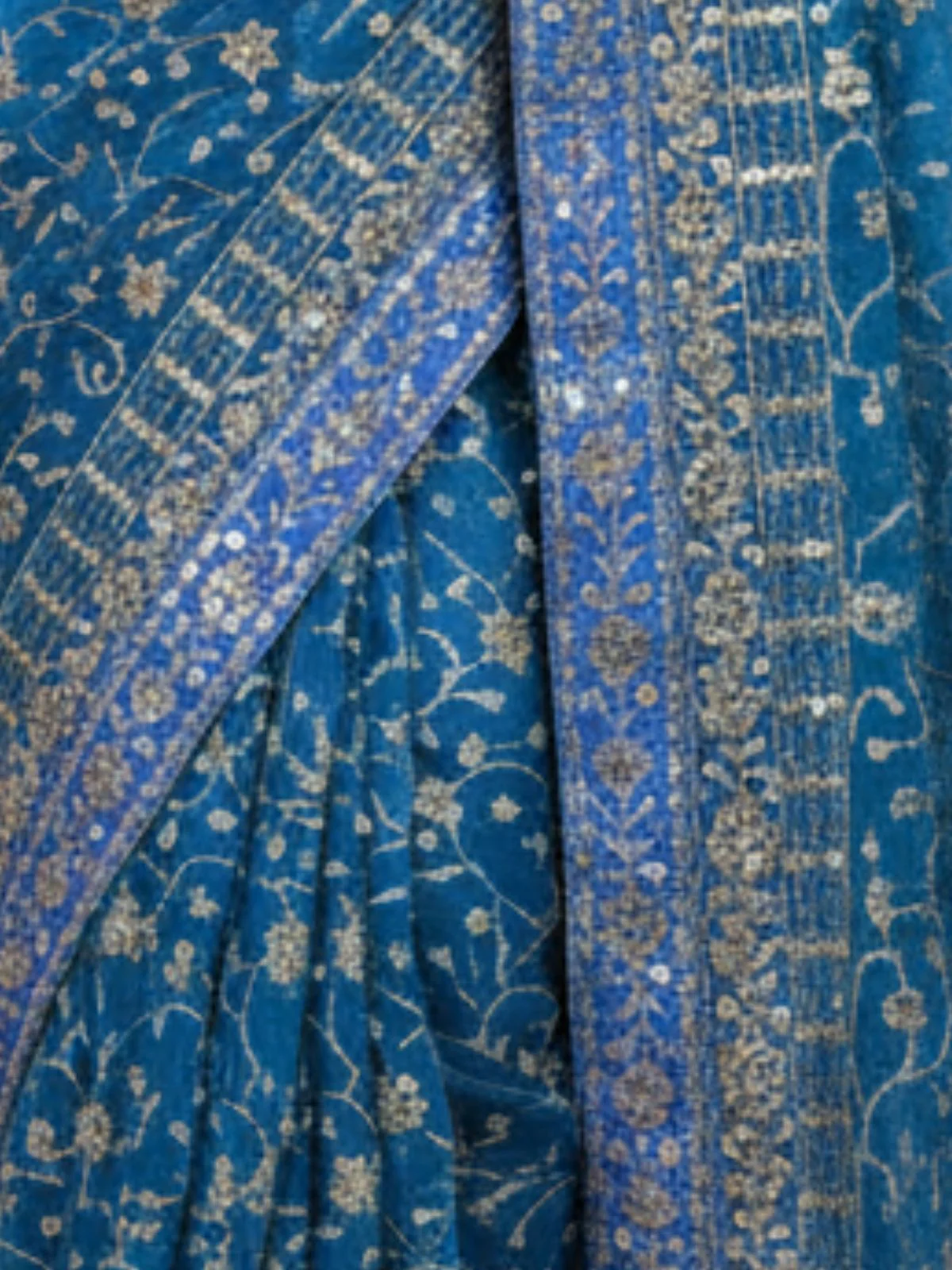 Odette Blue Georgette Embellished Solid Saree For Women - Image 4