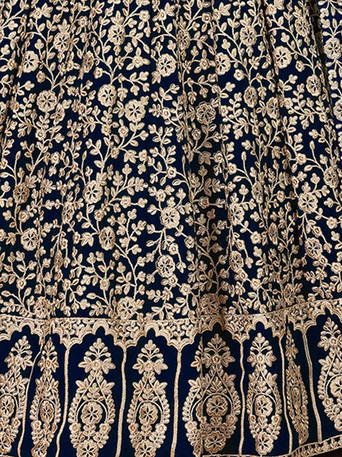 Odette Blue Georgette Embroidered Semi stitched Kurta Set For Women - Image 3