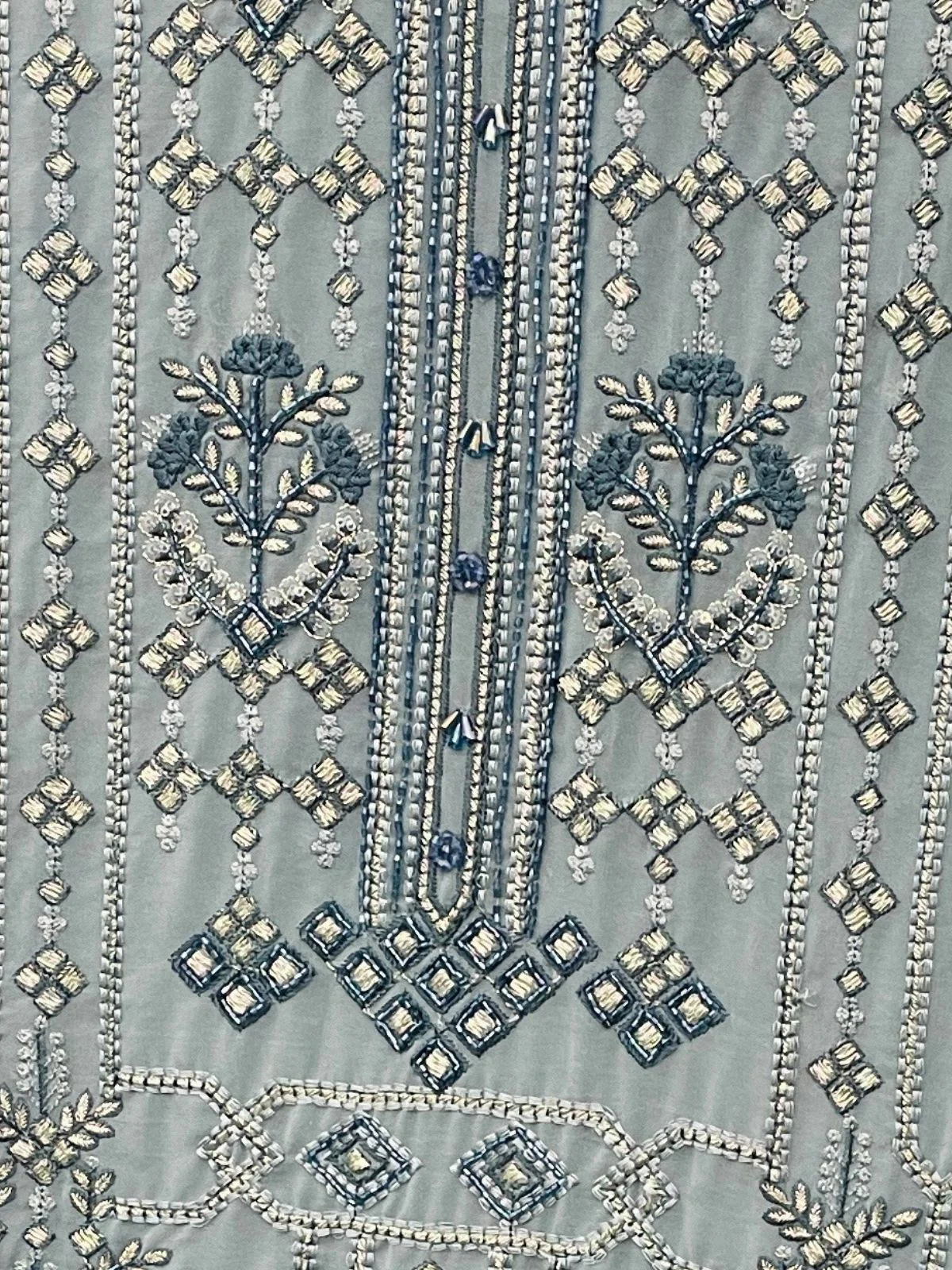 Odette Blue Georgette Embroidered Semi-Stitched Kurta Set For Women - Image 3