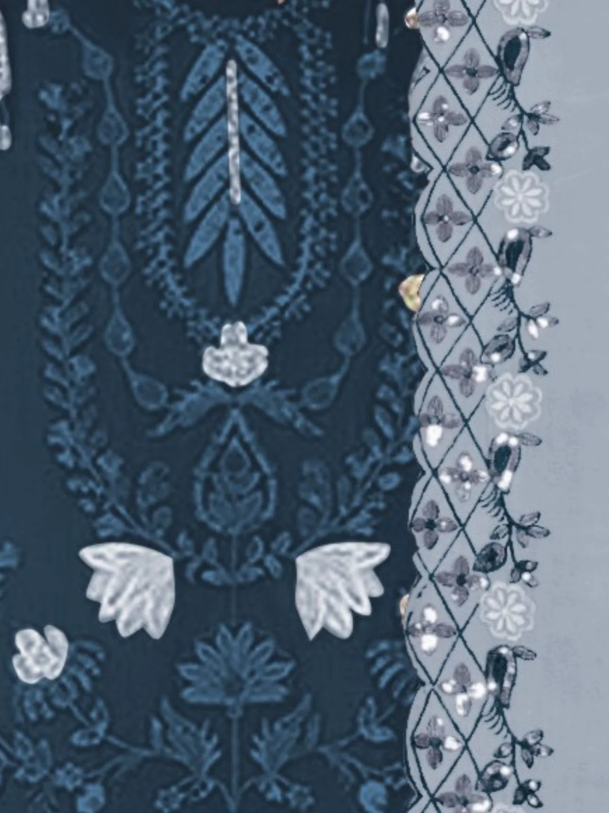 Odette Blue Georgette Embroidered Semi-Stitched Kurta Set For Women - Image 3