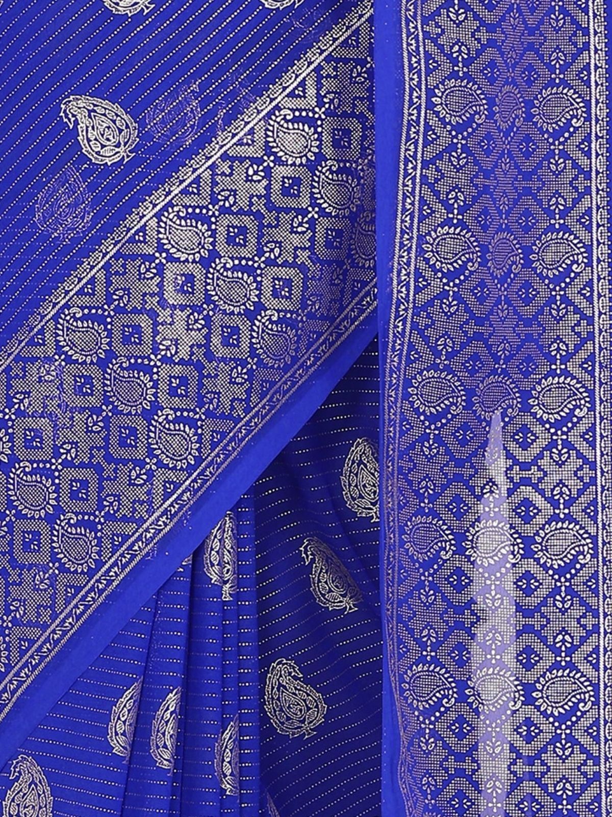 Odette Blue Georgette Printed Saree For Women - Image 5
