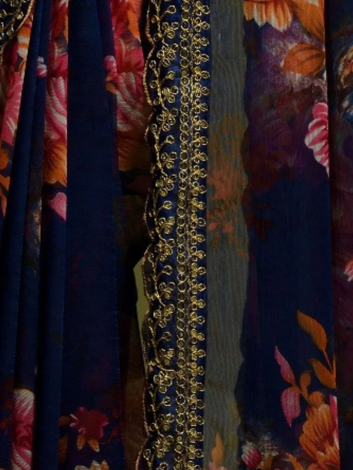 Odette Blue Georgette Printed Saree For Women - Image 3