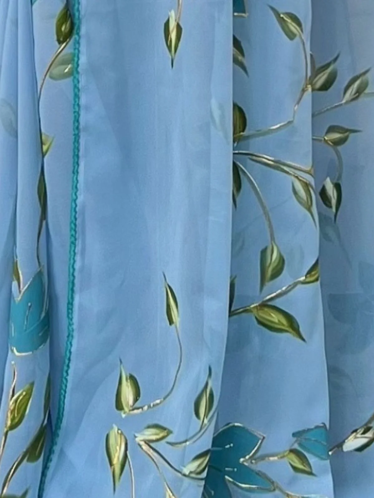Odette Blue Georgette Printed Saree With Unstitched Blouse For Women - Image 3