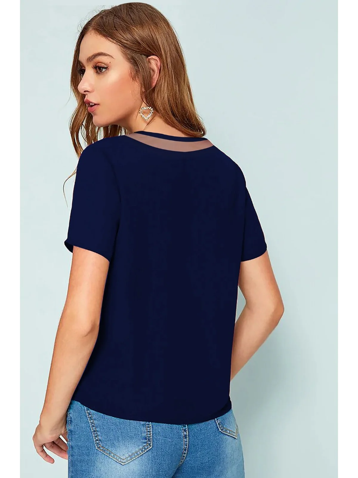 Odette Blue Knit Fabric Top For Women - Image 4