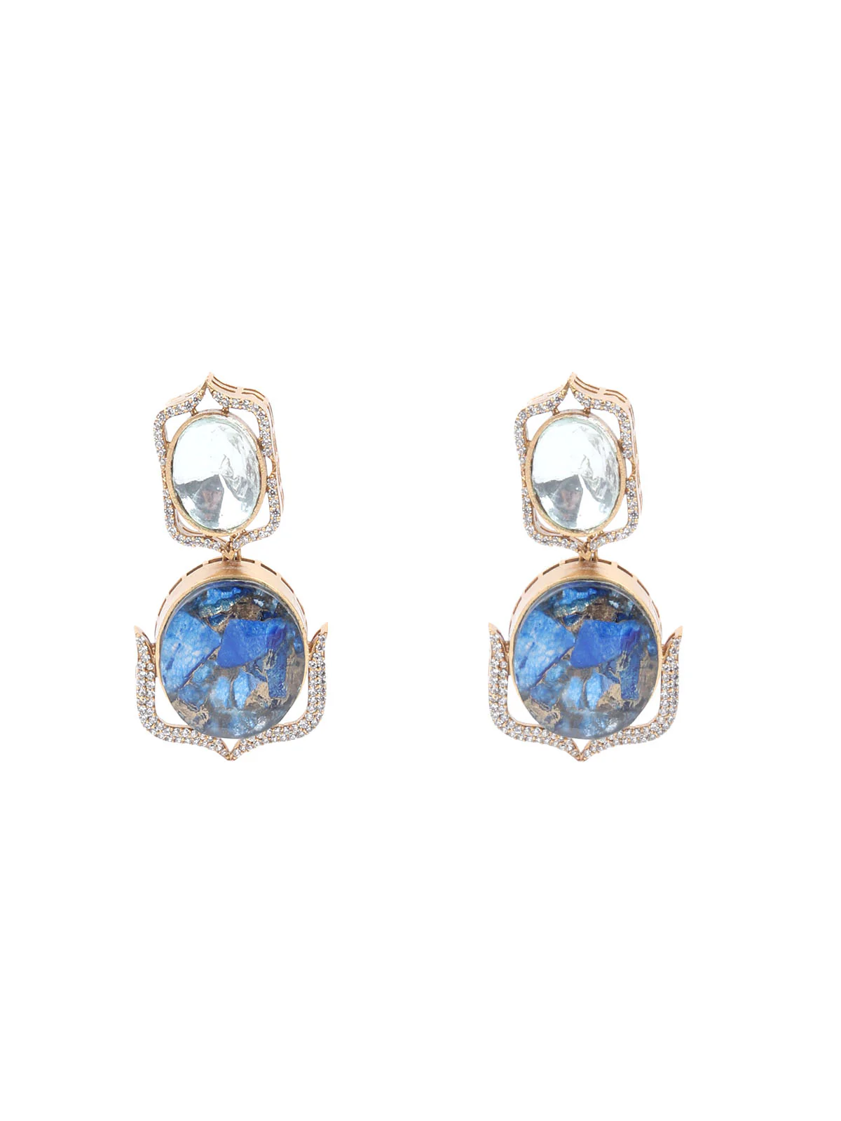 Odette Blue Mixed Metal Embellished Neck Piece Set For Women - Image 6